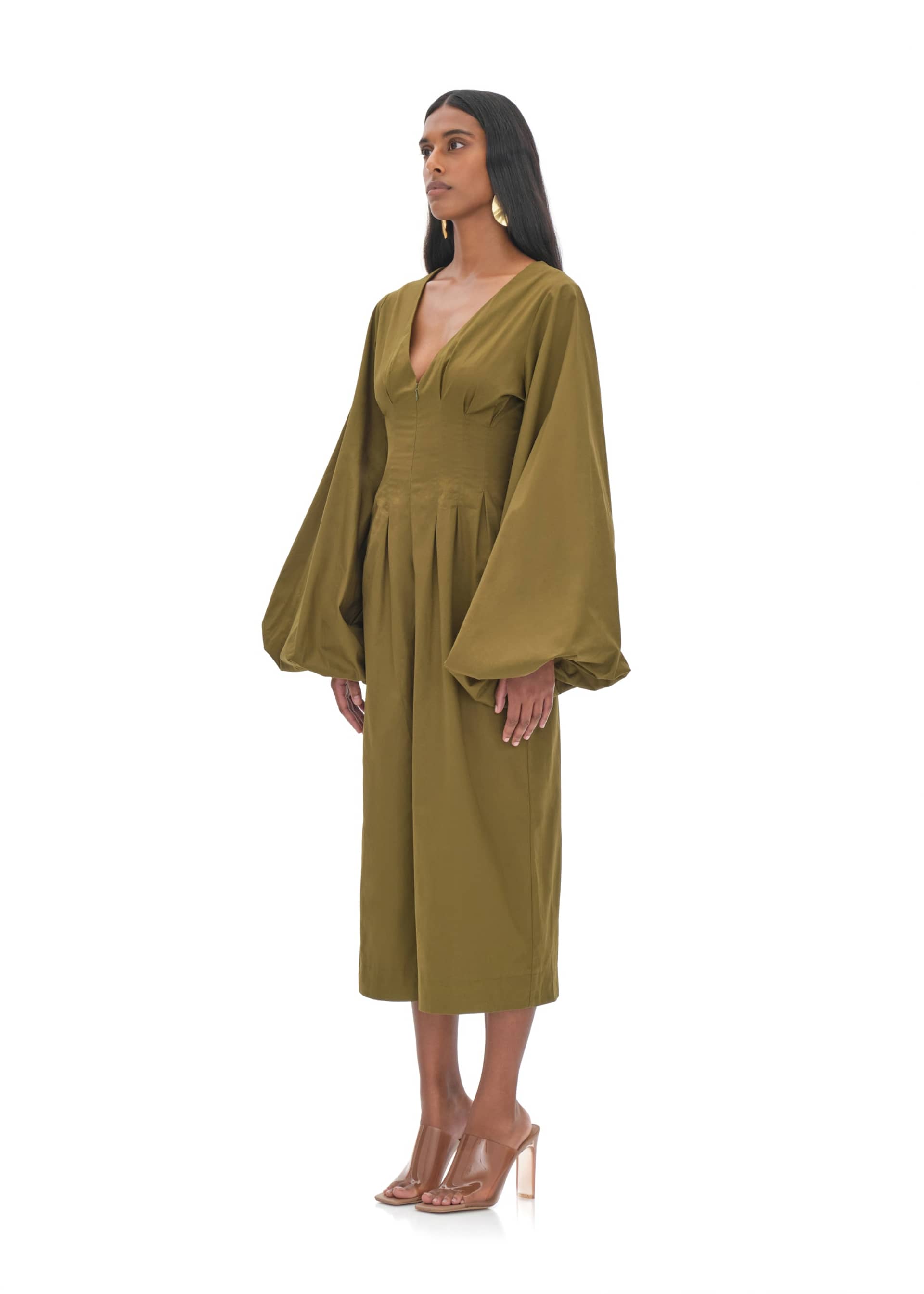 NIA CULOTTE OLIVE JUMPSUIT made by Andrea Iyamah
