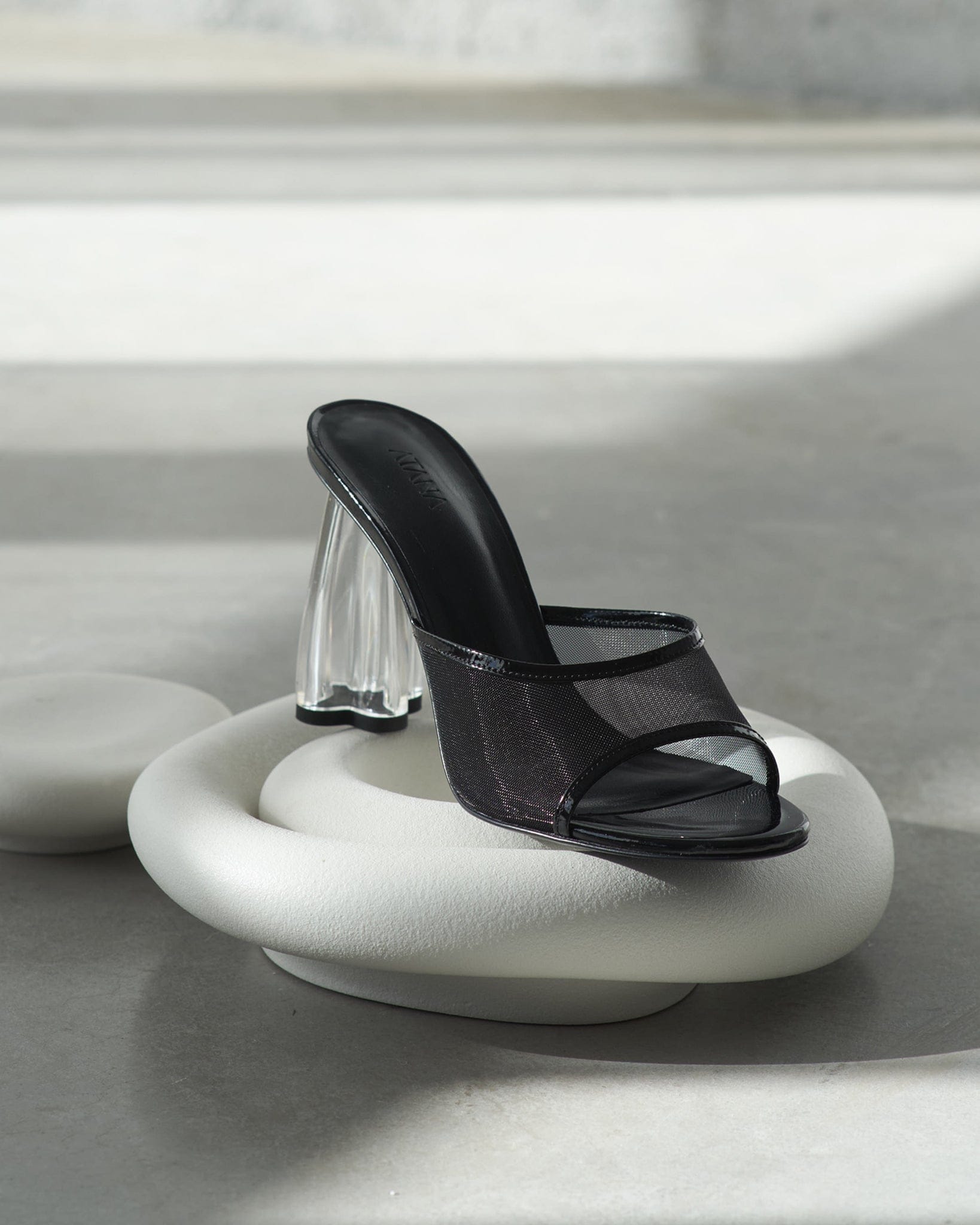 Fiorellini Glass Mule 95 Black Patent made by ATANA