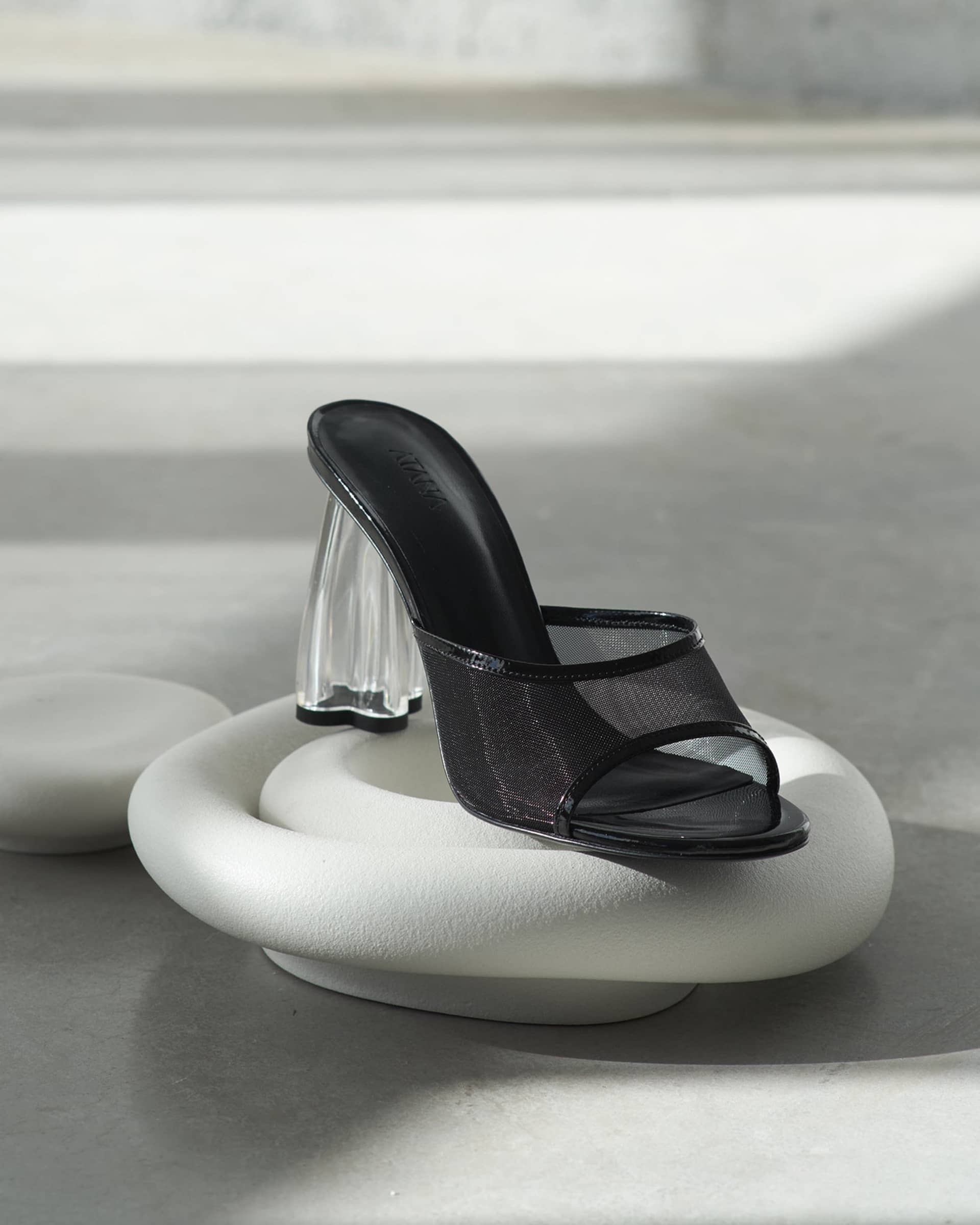 Fiorellini Glass Mule 95 Black Patent made by ATANA