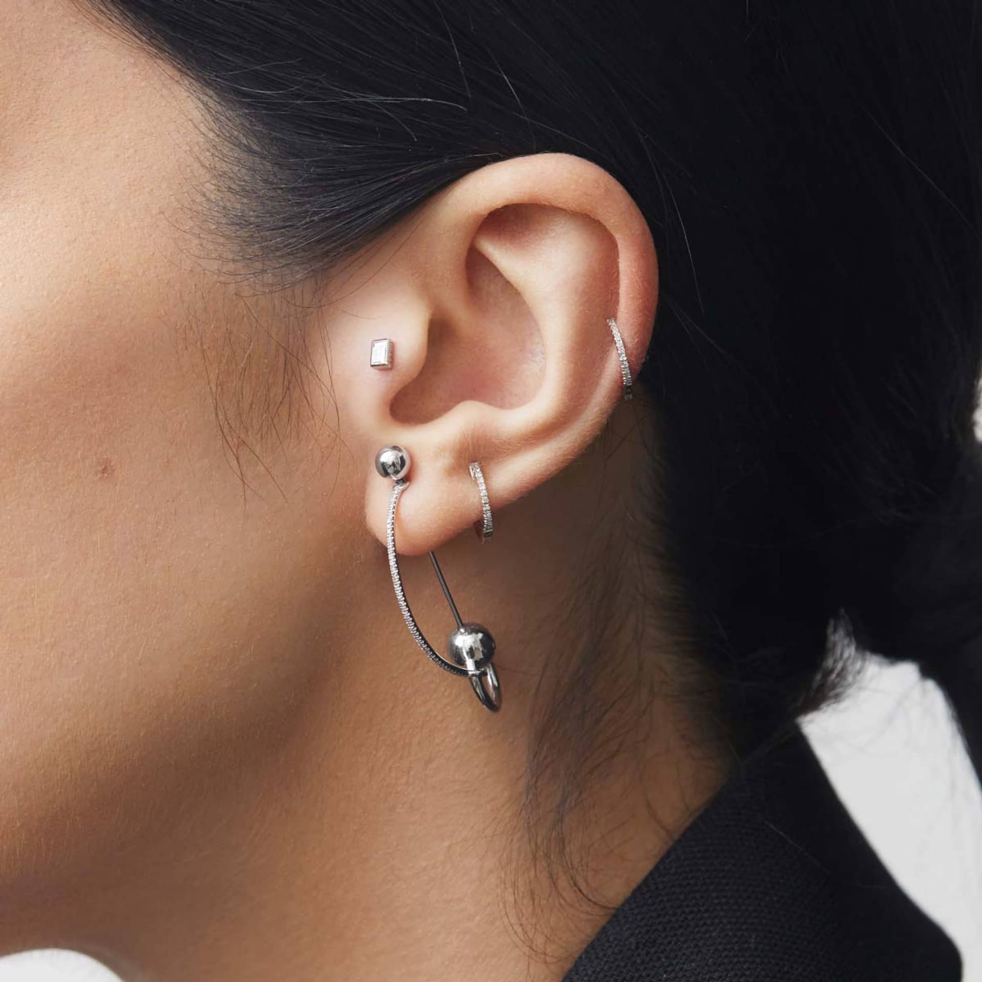 RECTANGULAR LABRET - WHITE DIAMOND & WHITE GOLD made by ENNUI