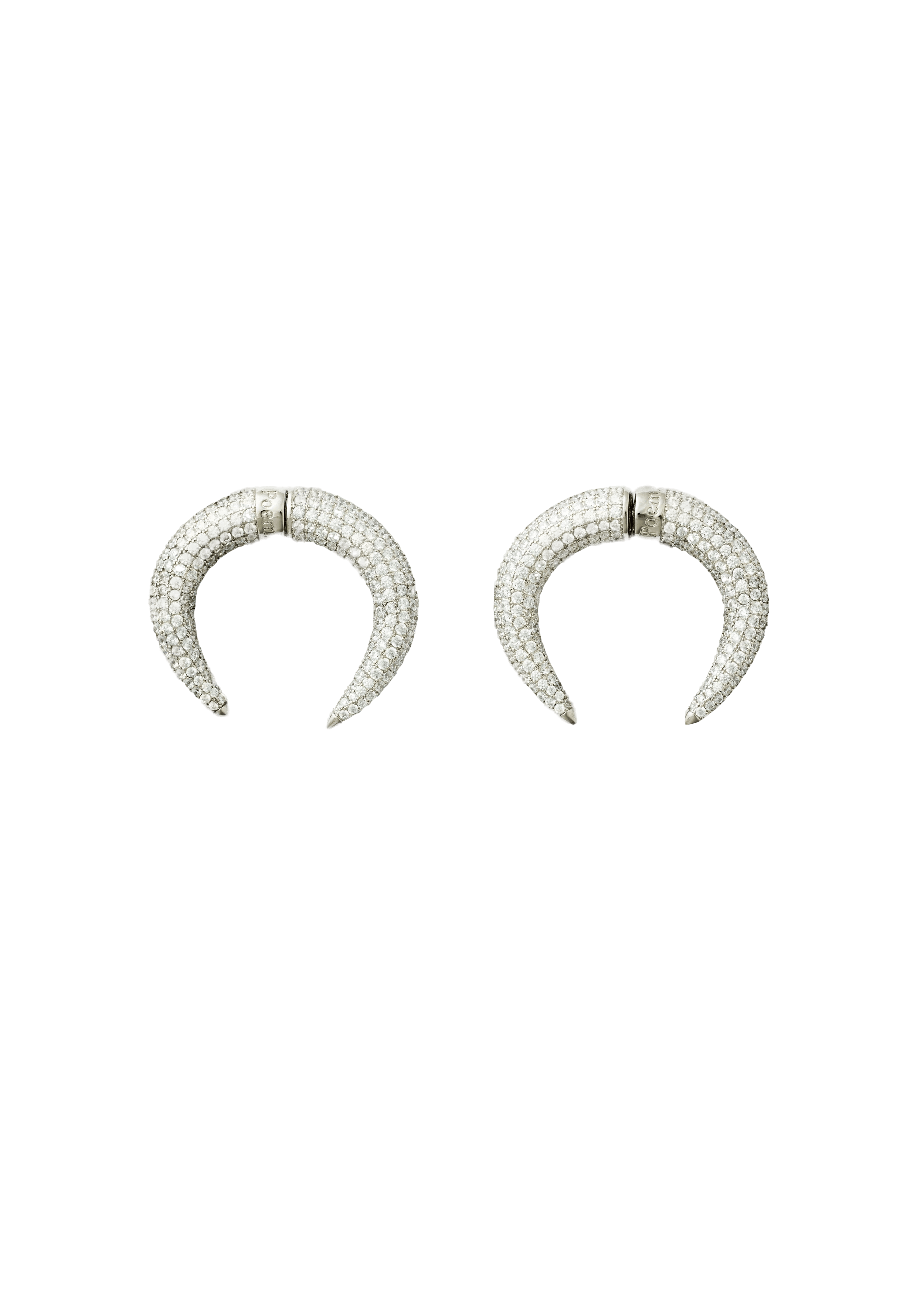 Crescent earrings - Rhinestones in Silver made by POEM Objects