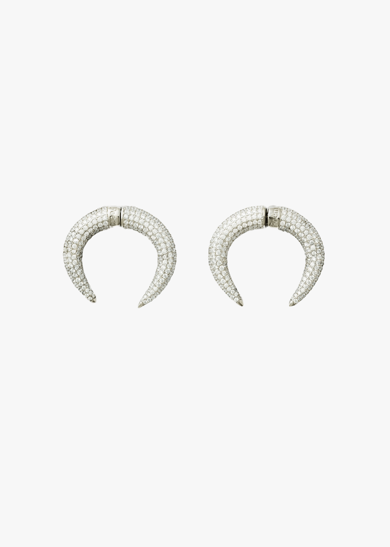Crescent earrings - Rhinestones in Silver made by POEM Objects