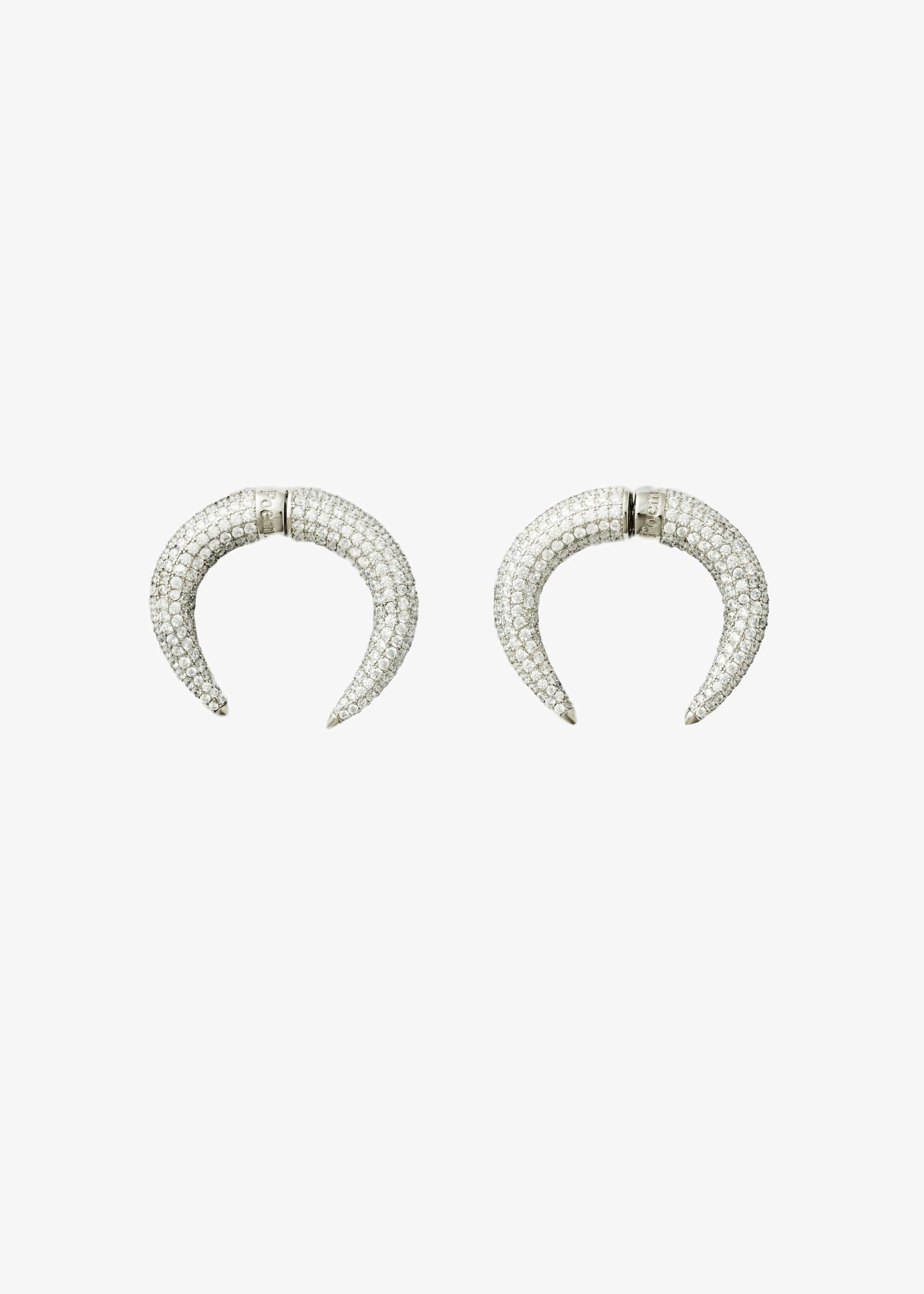 Crescent earrings - Rhinestones in Silver made by POEM Objects
