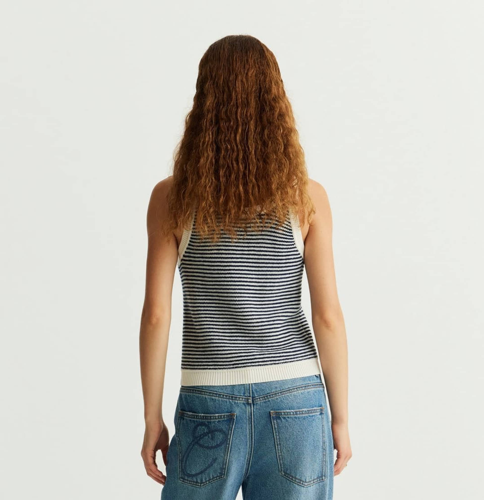 WOOL STRIPED U-NECK TANK TOP made by CRUSH Collection