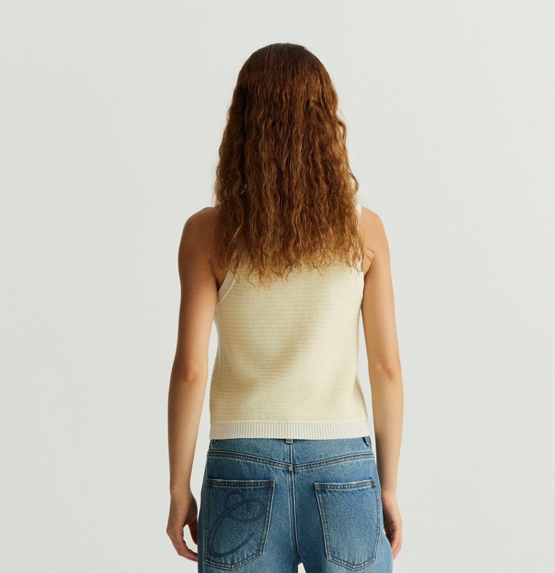WOOL STRIPED U-NECK TANK TOP made by CRUSH Collection