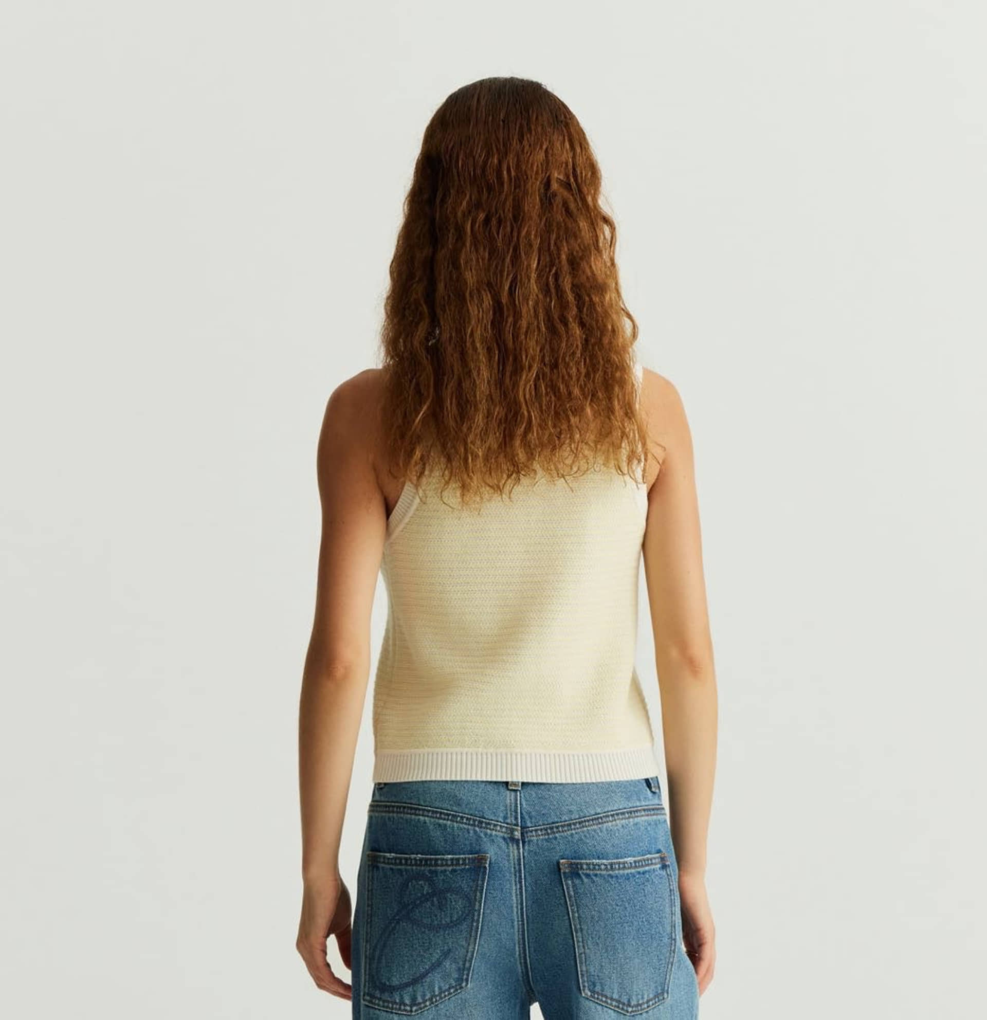 WOOL STRIPED U-NECK TANK TOP made by CRUSH Collection