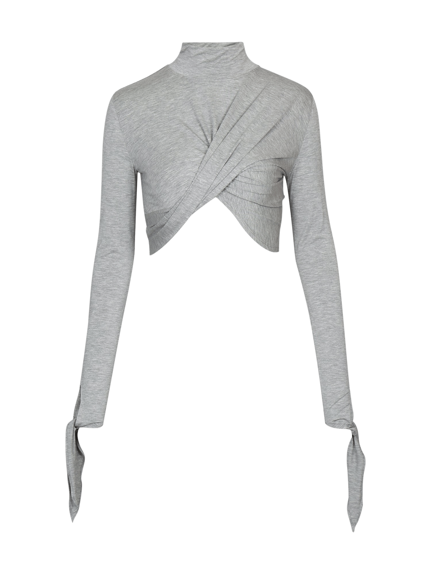 GREY DRAPED JERSEY CROP TOP made by YIBRI