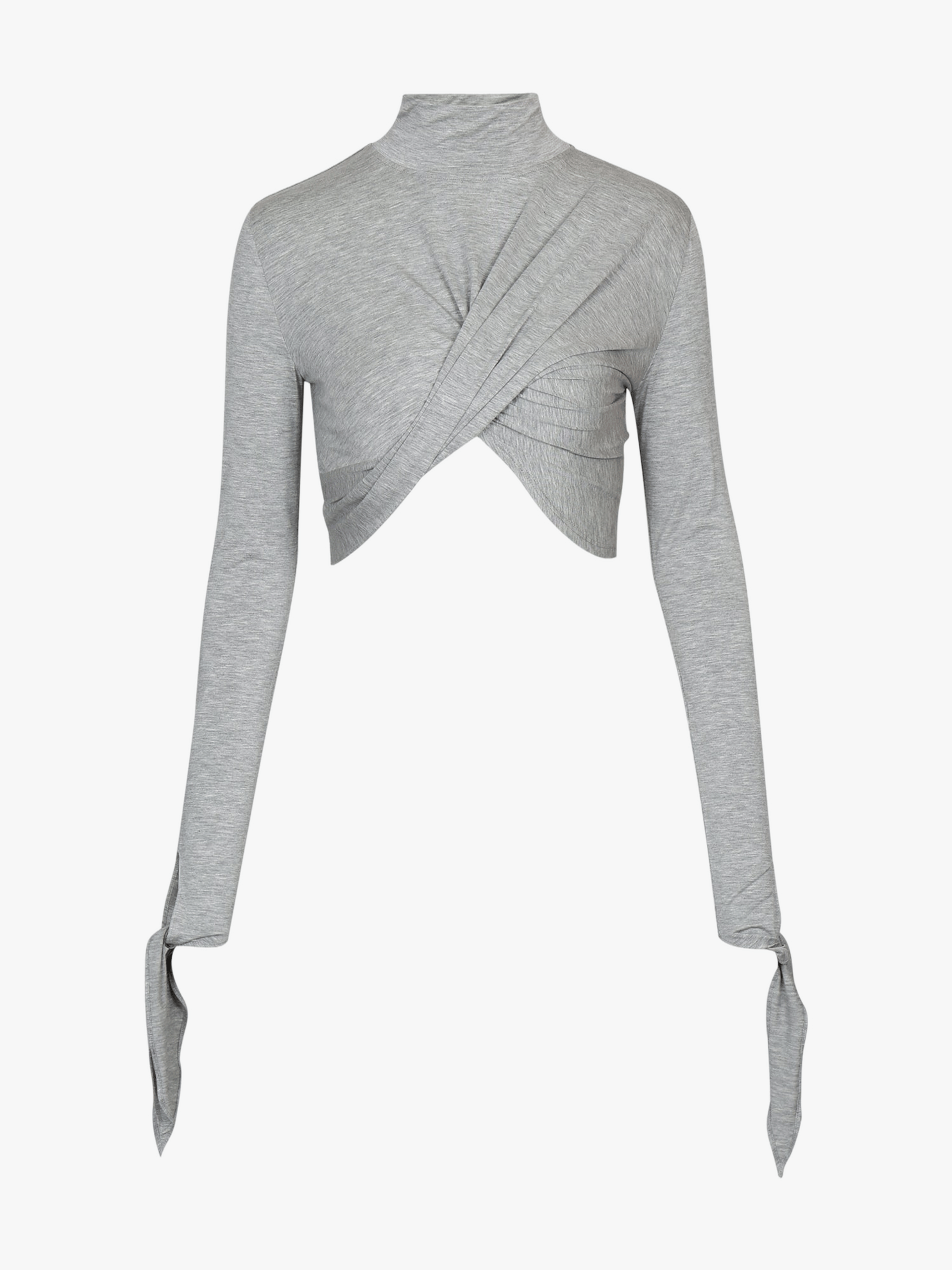 GREY DRAPED JERSEY CROP TOP made by YIBRI
