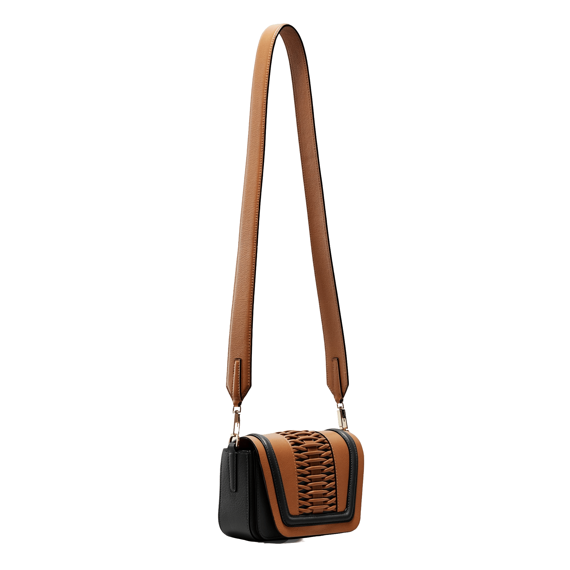 Mini Eugenia braided camel/black crossbody made by Yliana Yepez