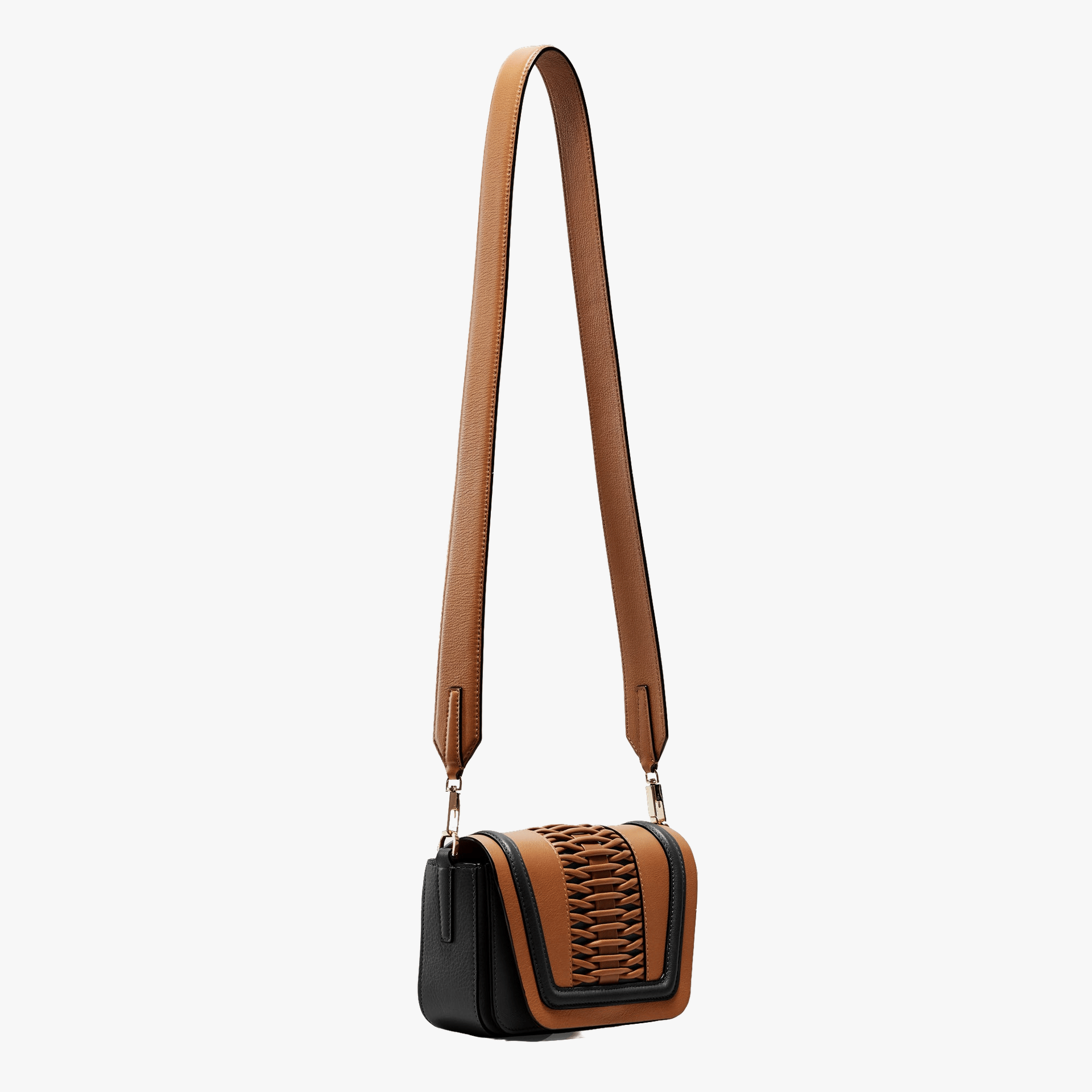 Mini Eugenia braided camel/black crossbody made by Yliana Yepez