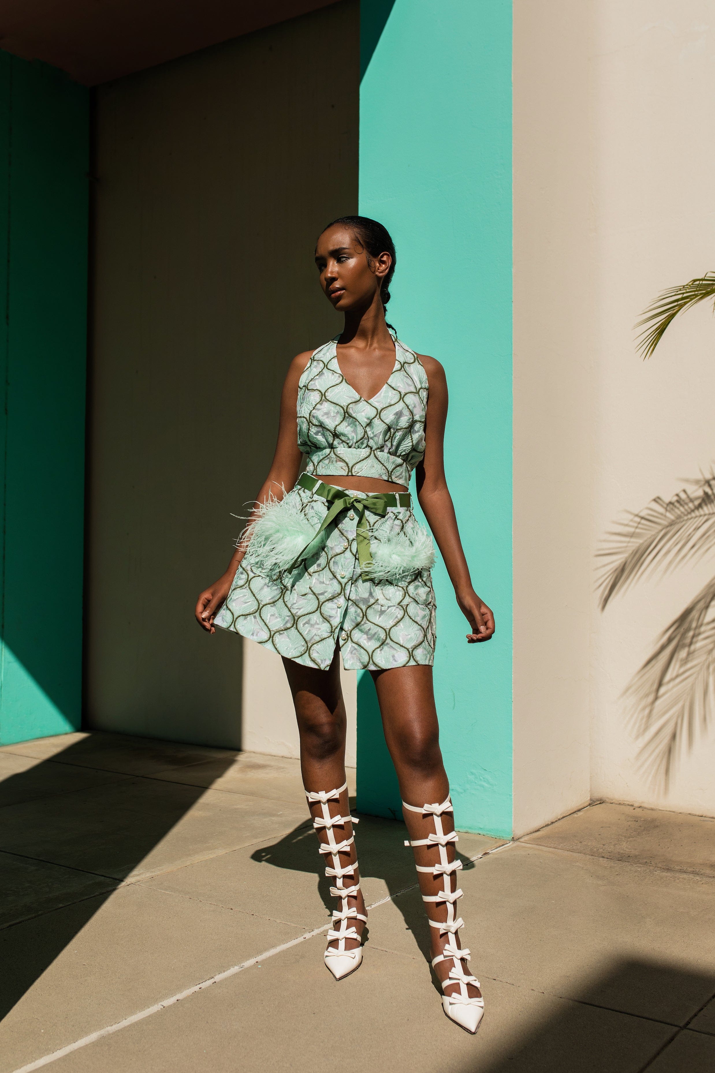 Mint Cross-Front Top made by ANDREEVA