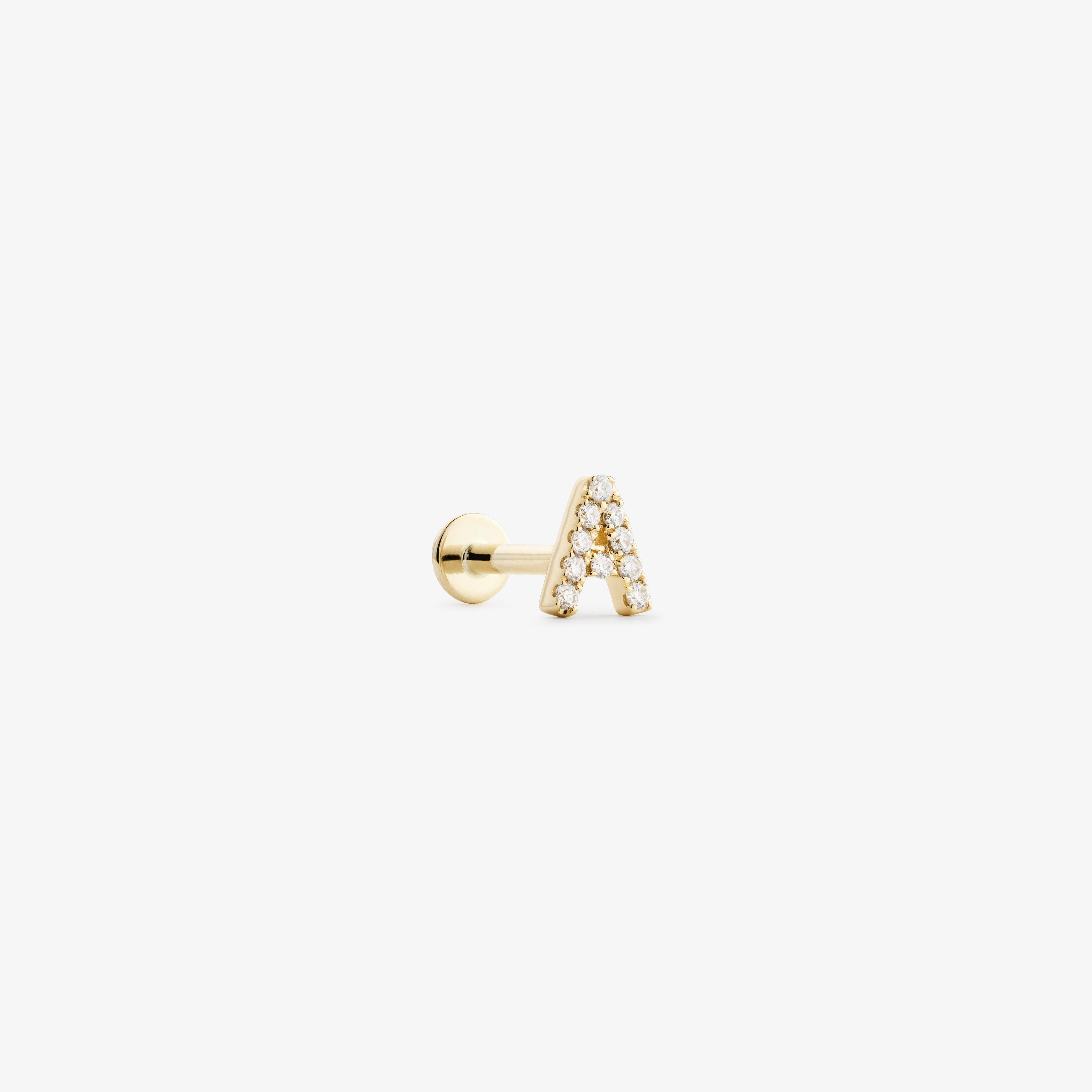 LETTER LABRET - WHITE DIAMOND & YELLOW GOLD made by ENNUI