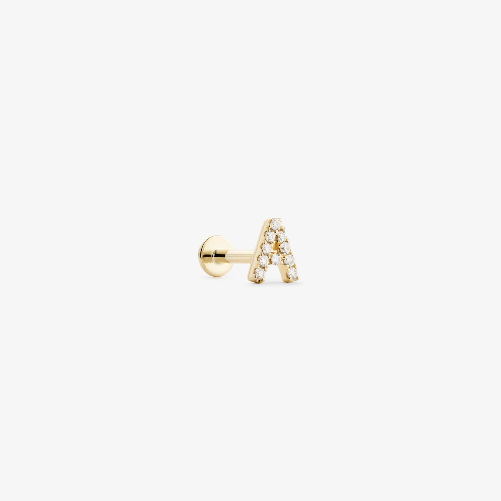 LETTER LABRET - WHITE DIAMOND & YELLOW GOLD made by ENNUI