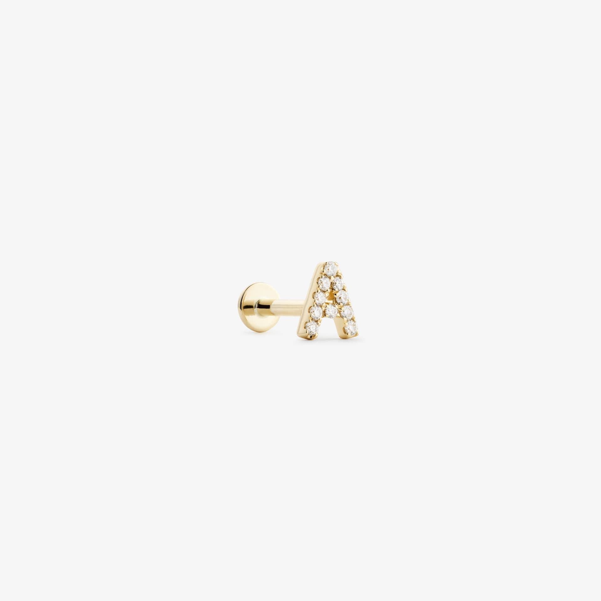 LETTER LABRET - WHITE DIAMOND & YELLOW GOLD made by ENNUI