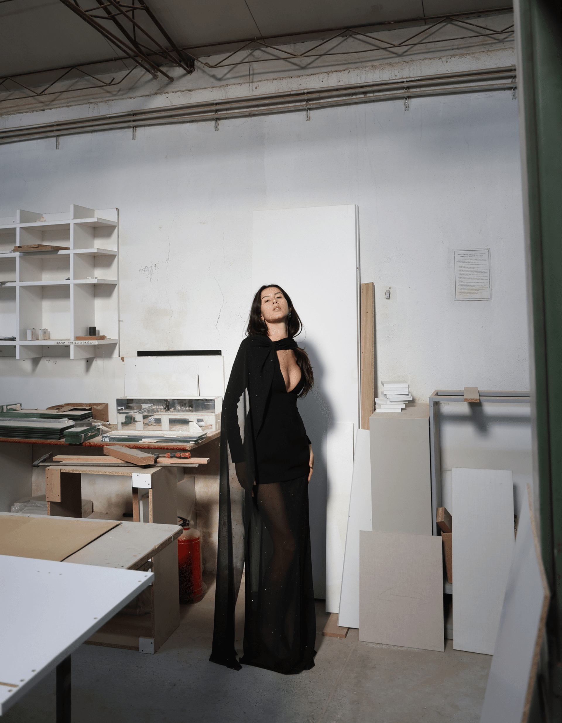 MOLYSA Party Long Sheer Dress In Black made by MAET