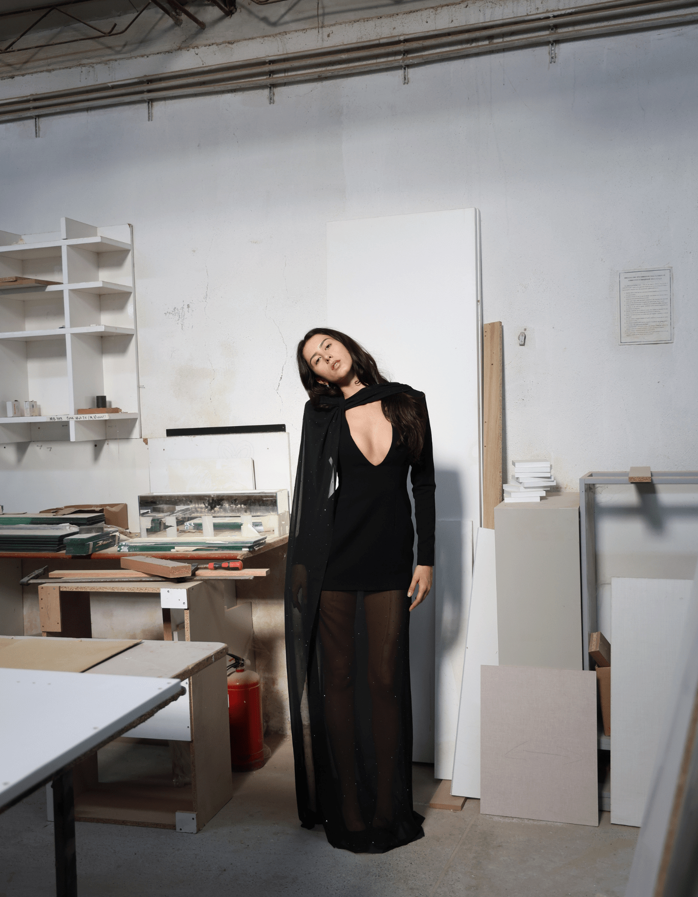 MOLYSA Party Long Sheer Dress In Black made by MAET