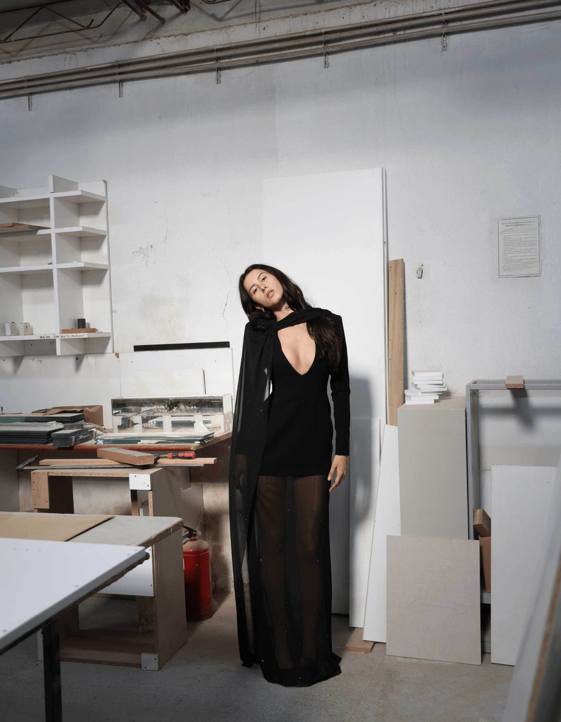 MOLYSA Party Long Sheer Dress In Black made by MAET