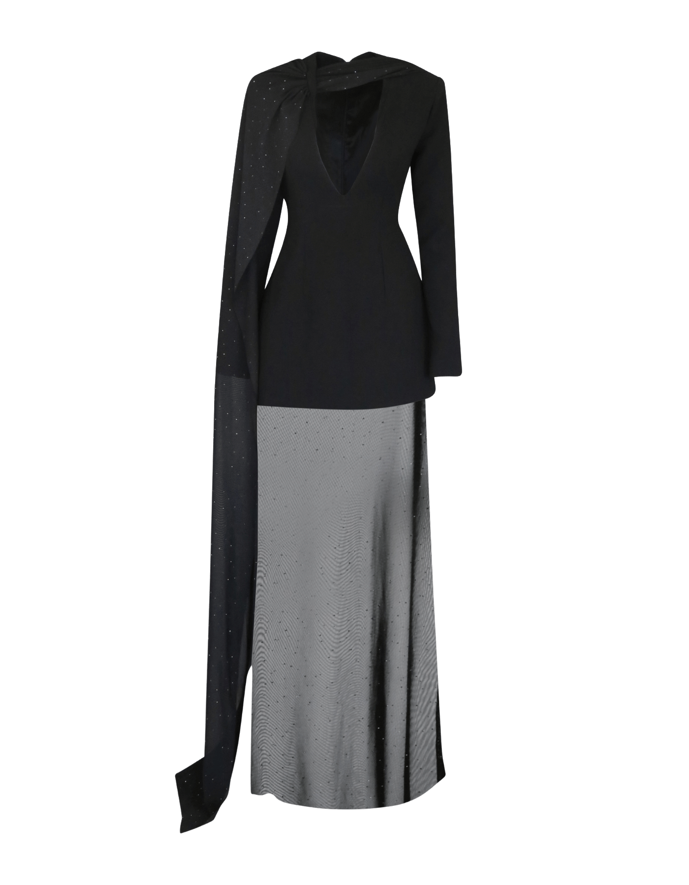 MOLYSA Party Long Sheer Dress In Black made by MAET