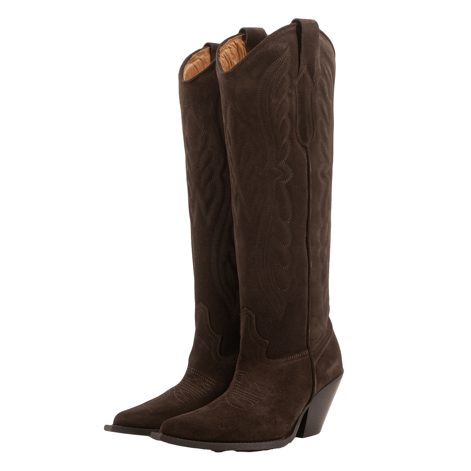 BROWN KNEE-HIGH SUEDE BOOTS made by Toral