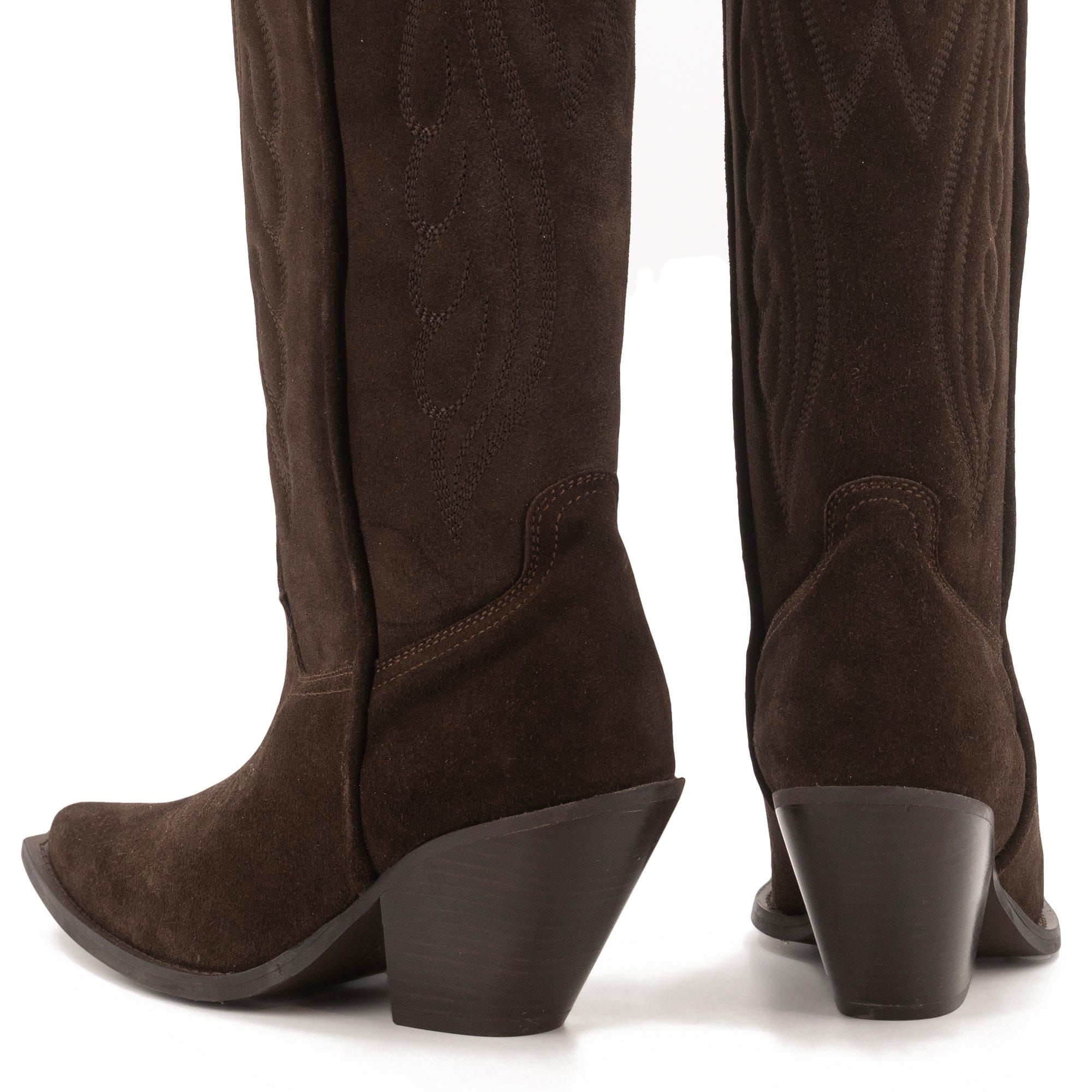 BROWN KNEE-HIGH SUEDE BOOTS made by Toral