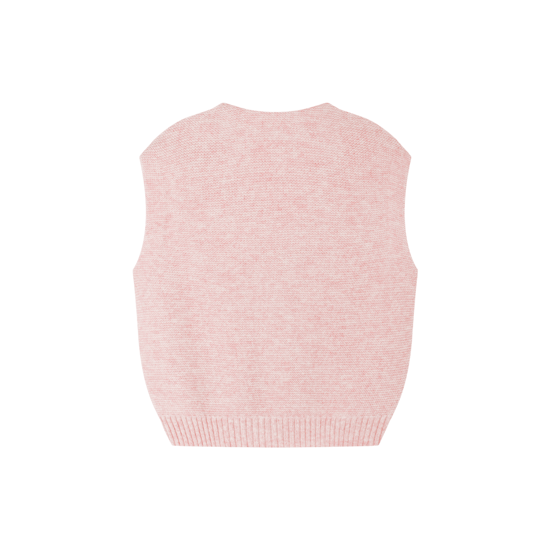 Merino V-Neck Knit Vest | Blossom Pink made by CozyU