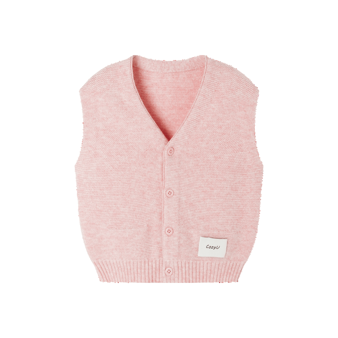 Merino V-Neck Knit Vest | Blossom Pink made by CozyU