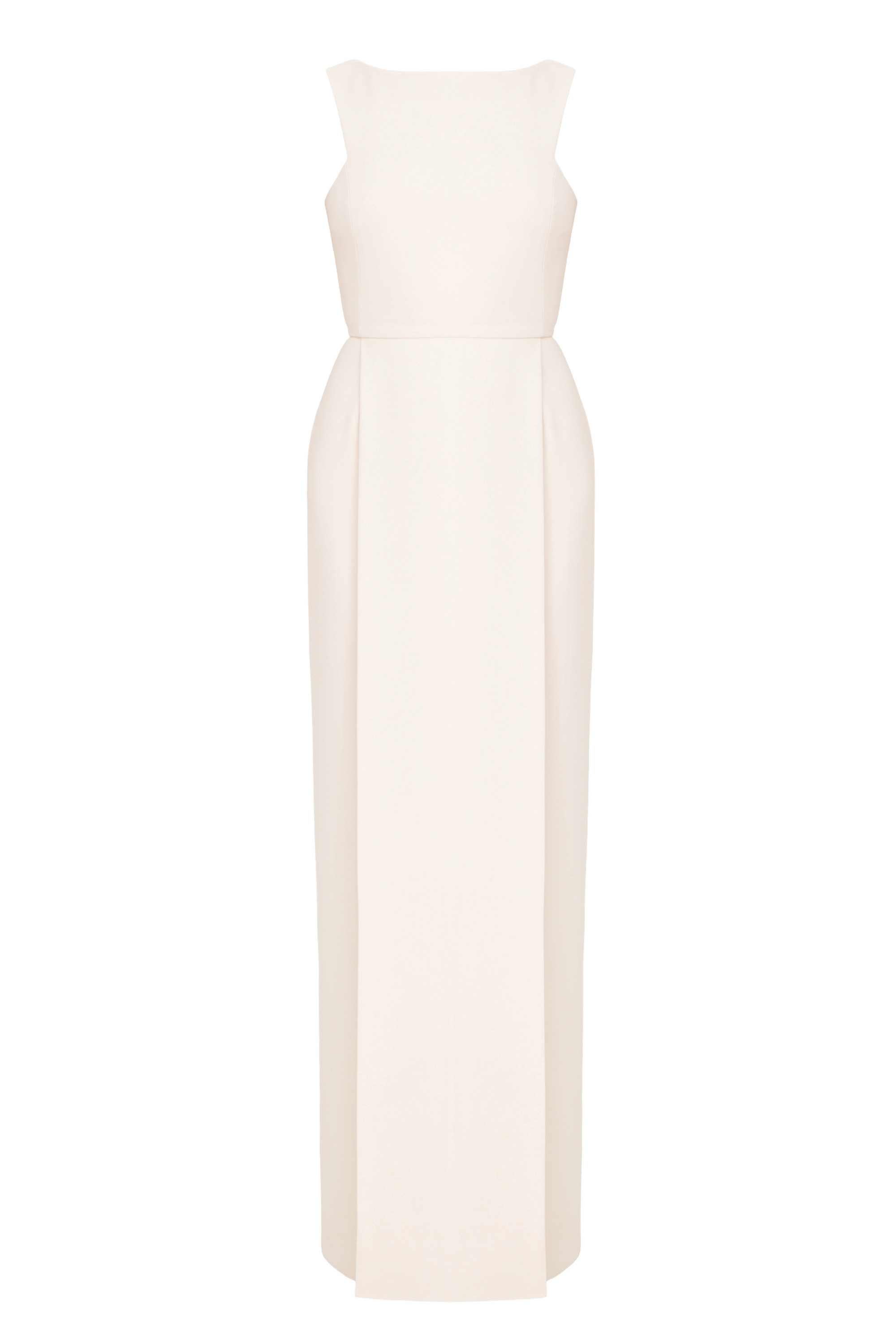 SONORA Pastel Cream Long Dress With Pleated Pencil Skirt made by UNDRESS