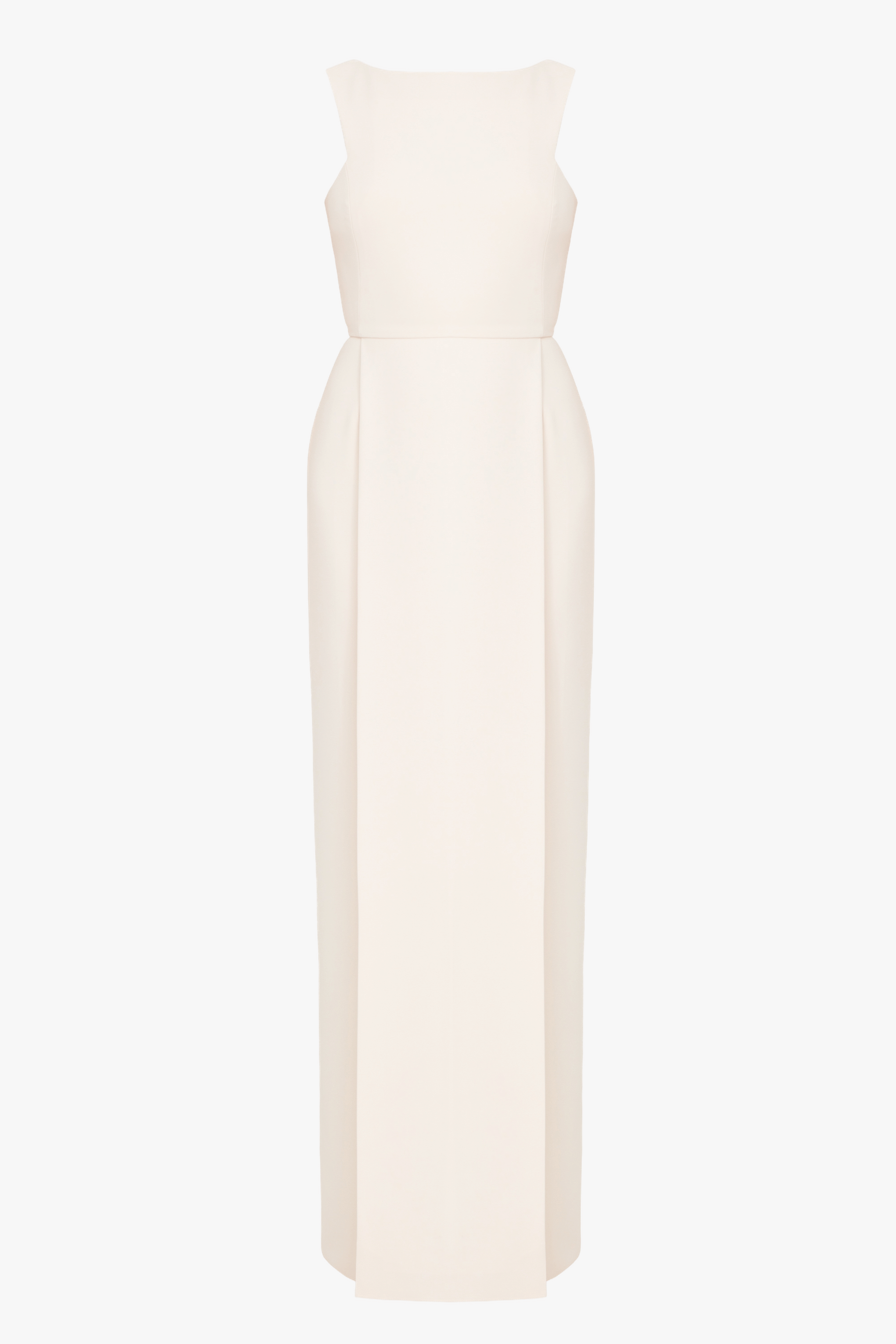 SONORA Pastel Cream Long Dress With Pleated Pencil Skirt made by UNDRESS
