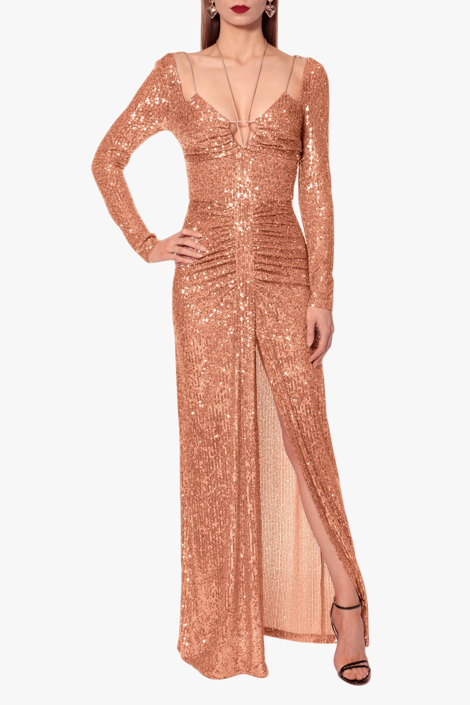 Dress Dianna Apricot Brandy in Brown made by HALEWSKI