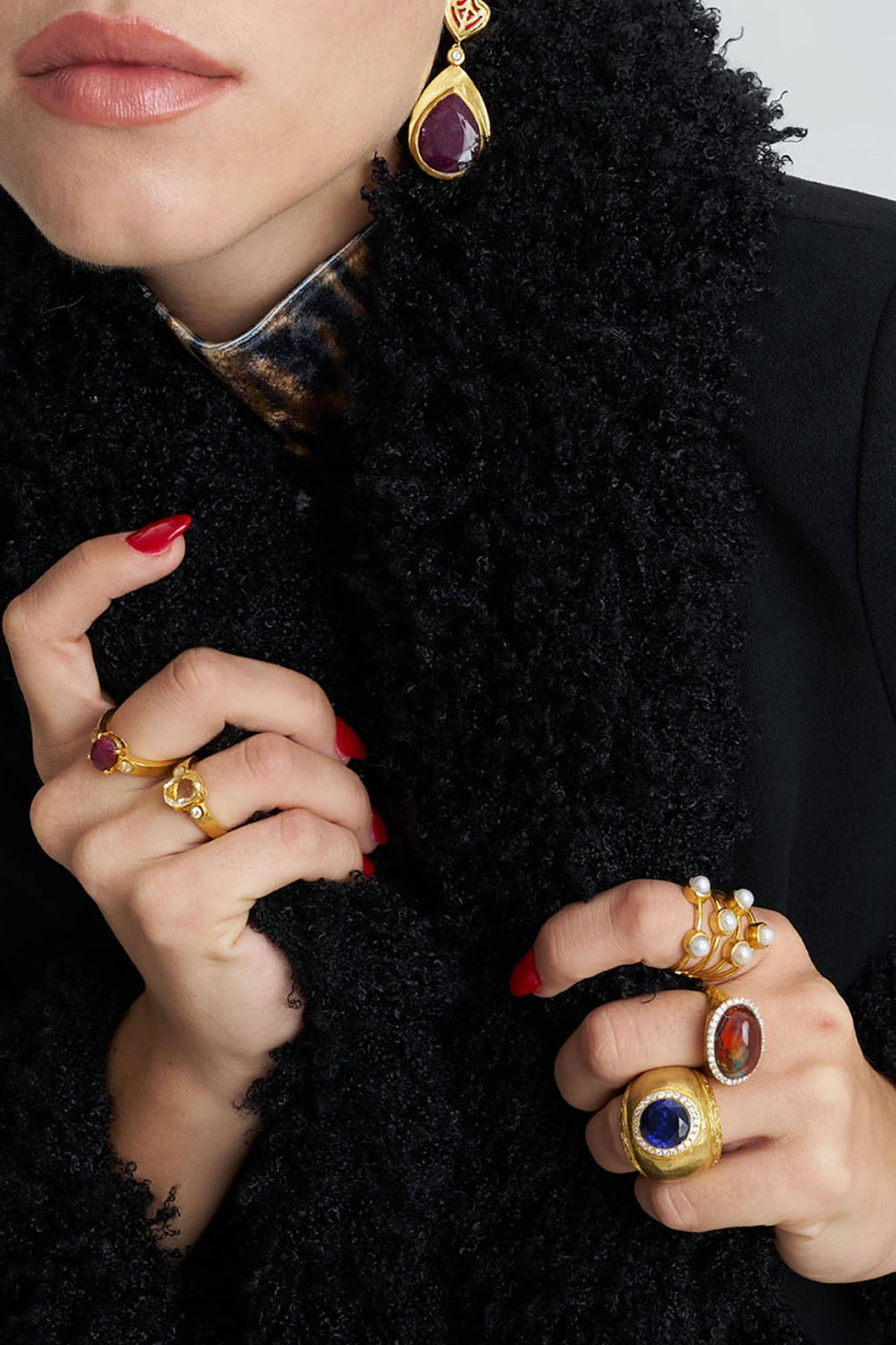 Ruby Gold Earring made by Lora Istanbul