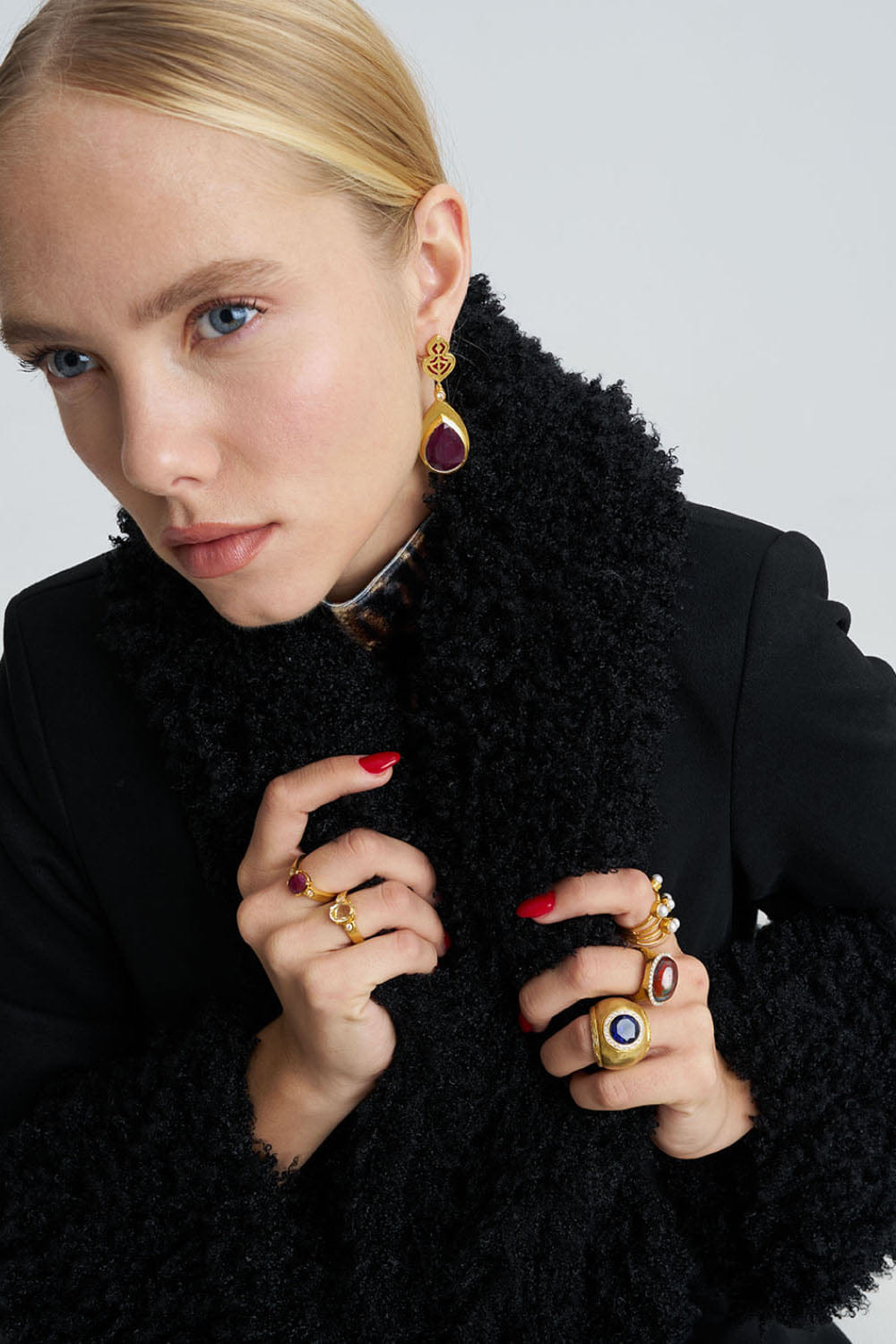 Ruby Gold Earring made by Lora Istanbul