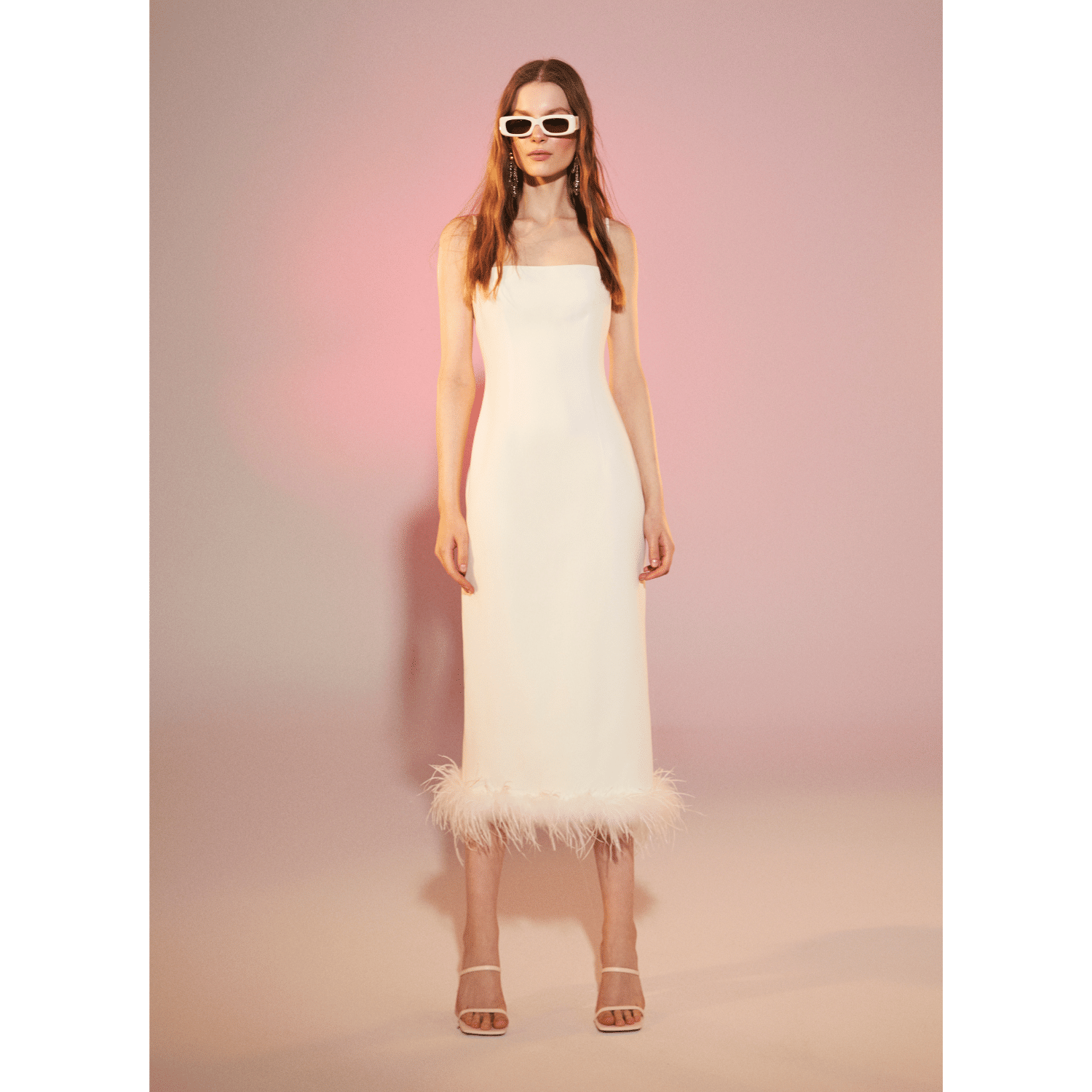 Miles Crepe Midi Dress in Vanilla Ice in White made by Nazli Ceren