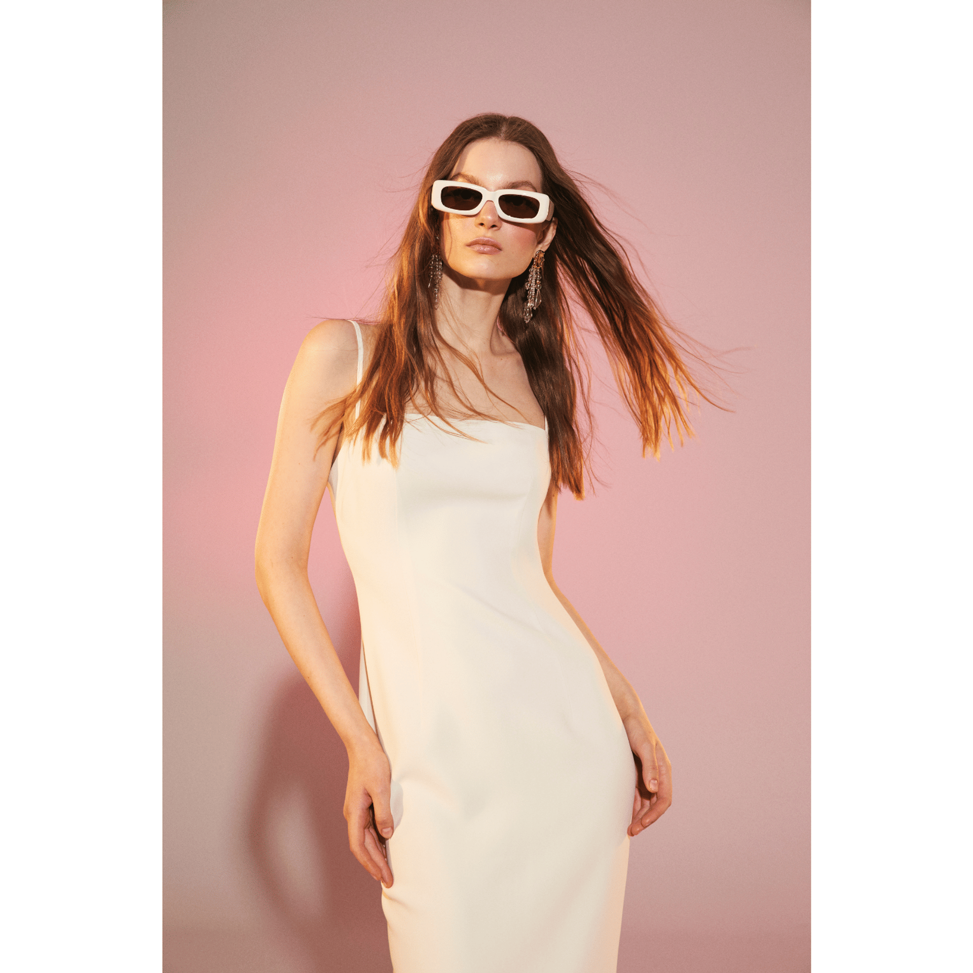 Miles Crepe Midi Dress in Vanilla Ice in White made by Nazli Ceren