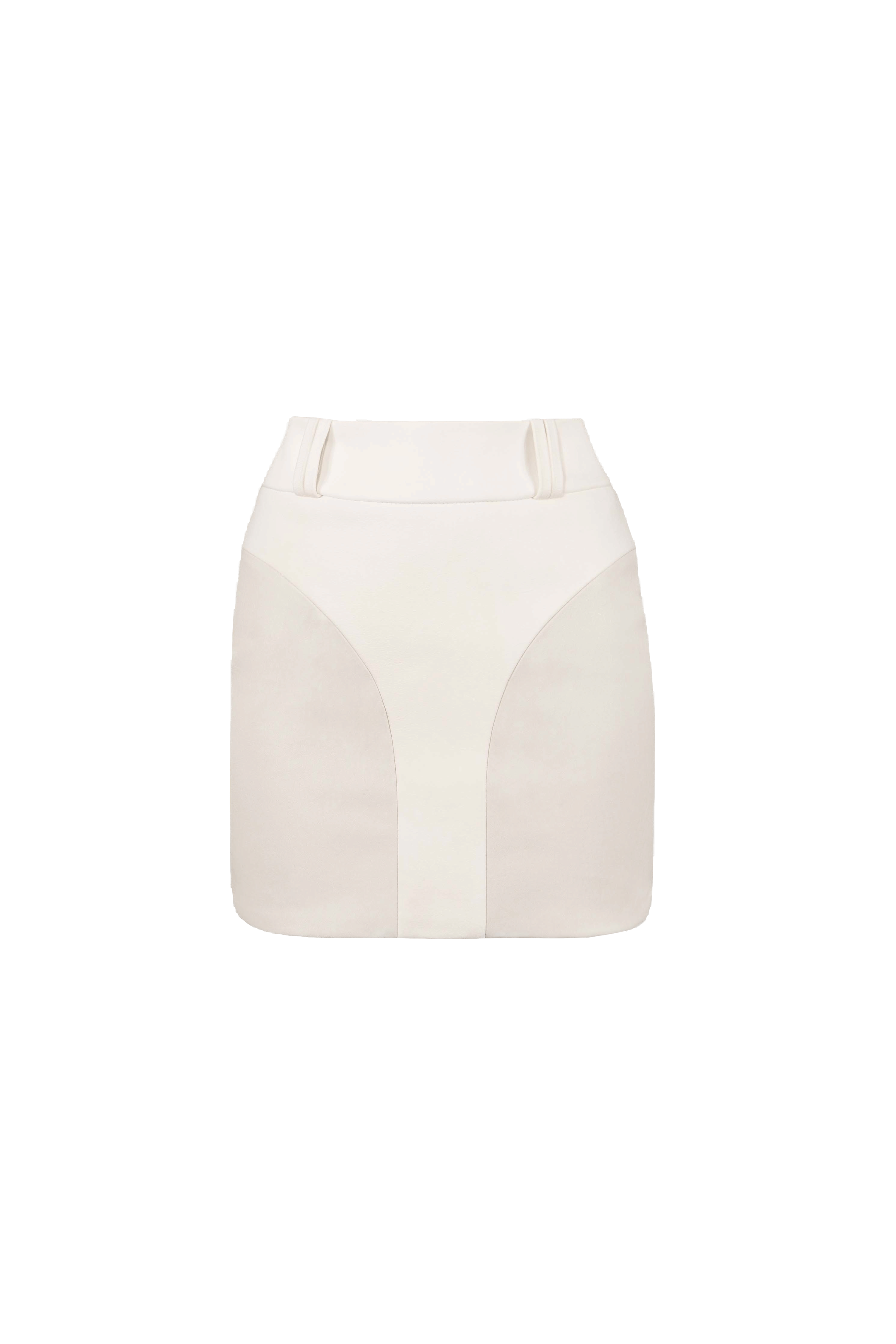 BLISS LEATHER & SUEDE SKIRT in White made by Vestiaire d'un Oiseau Libre
