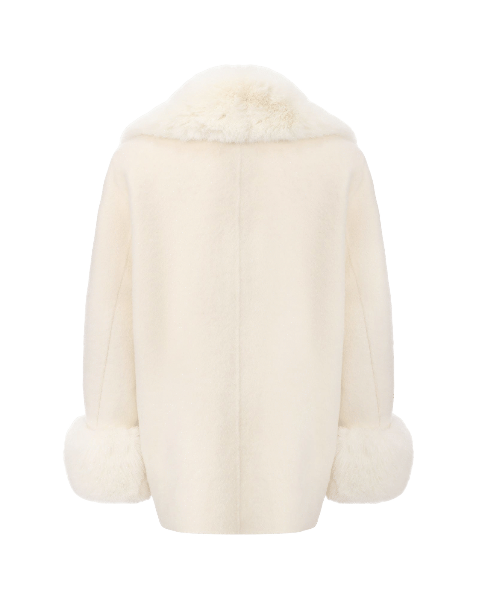Althea Faux Fur Collar Cocoon Coat (White) made by Nana Jacqueline