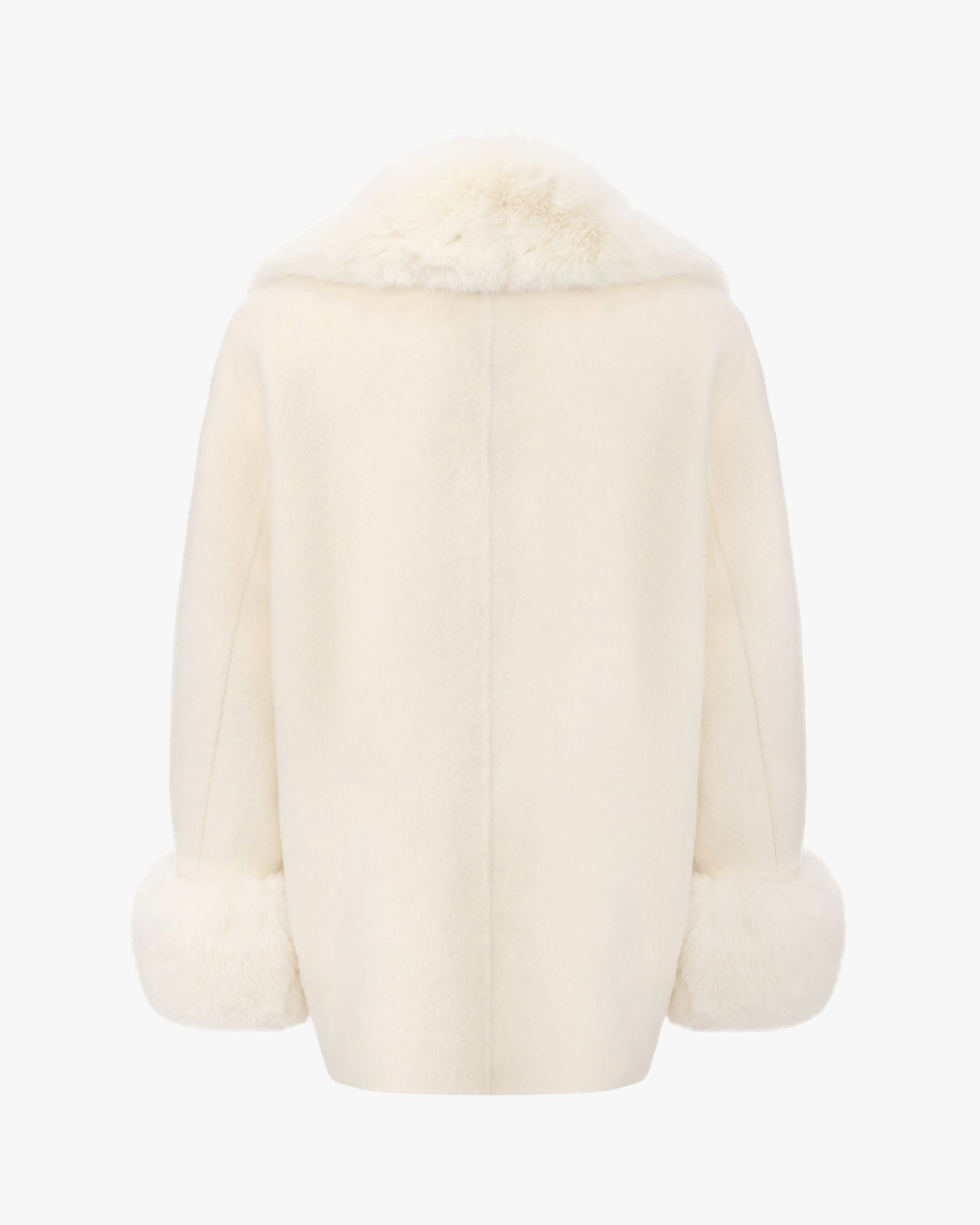 Althea Faux Fur Collar Cocoon Coat (White) made by Nana Jacqueline