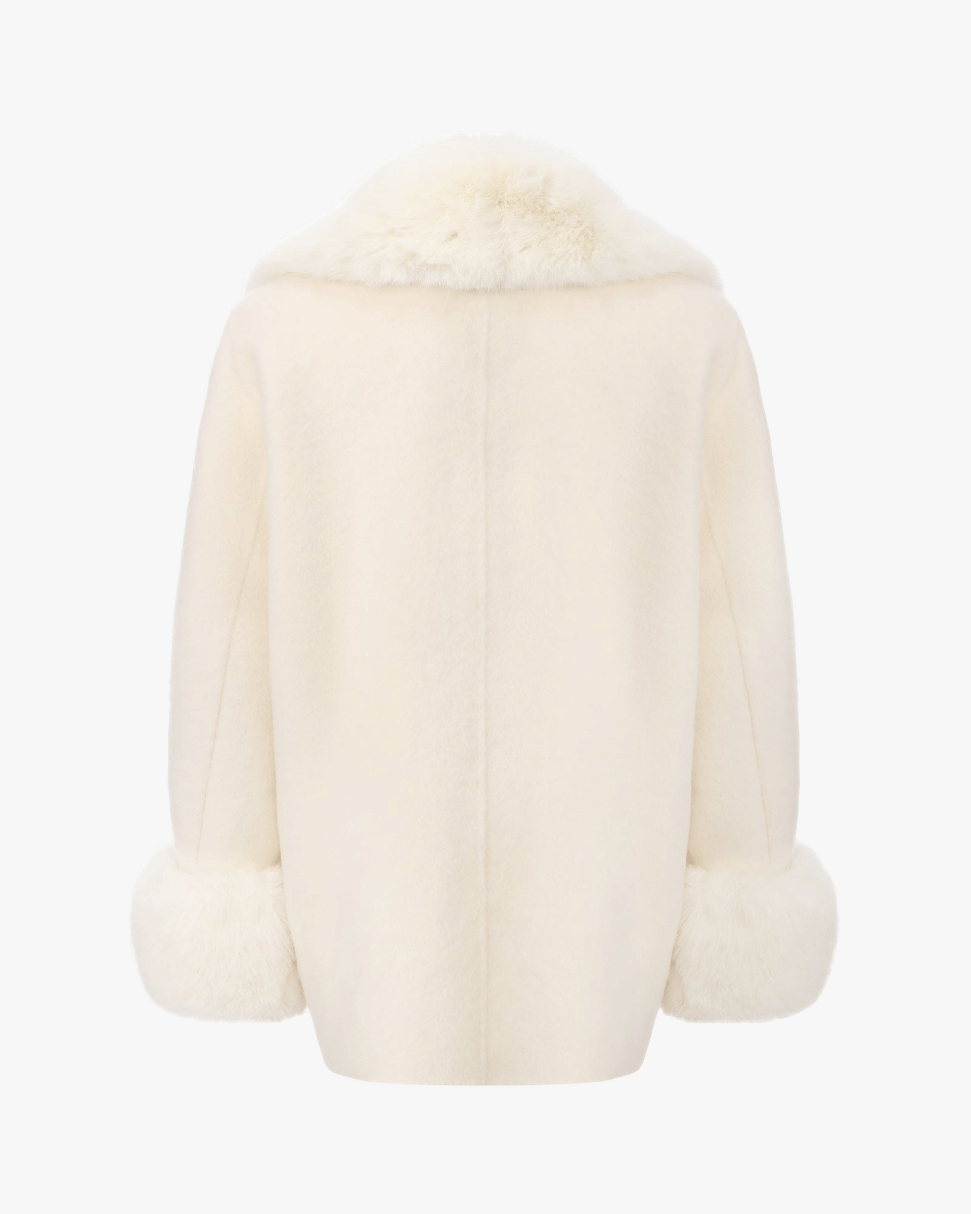 Althea Faux Fur Collar Cocoon Coat (White) made by Nana Jacqueline