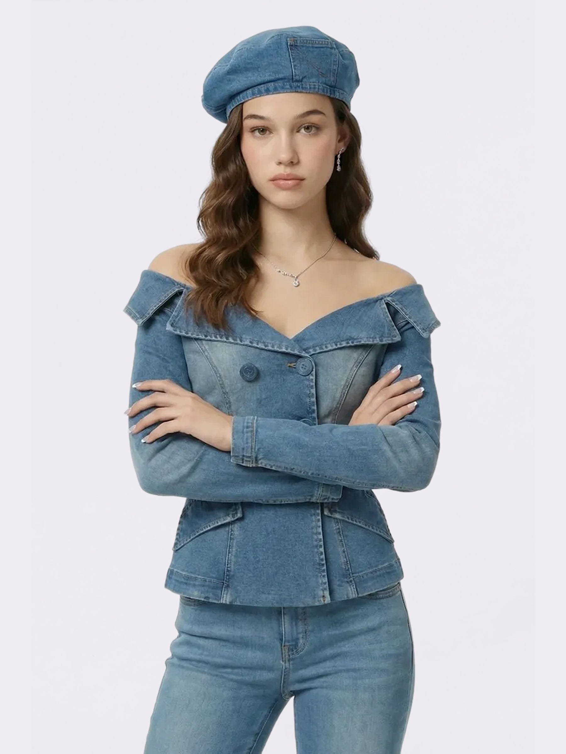 Monique Tailored Light Blue Denim Top made by Nana Jacqueline