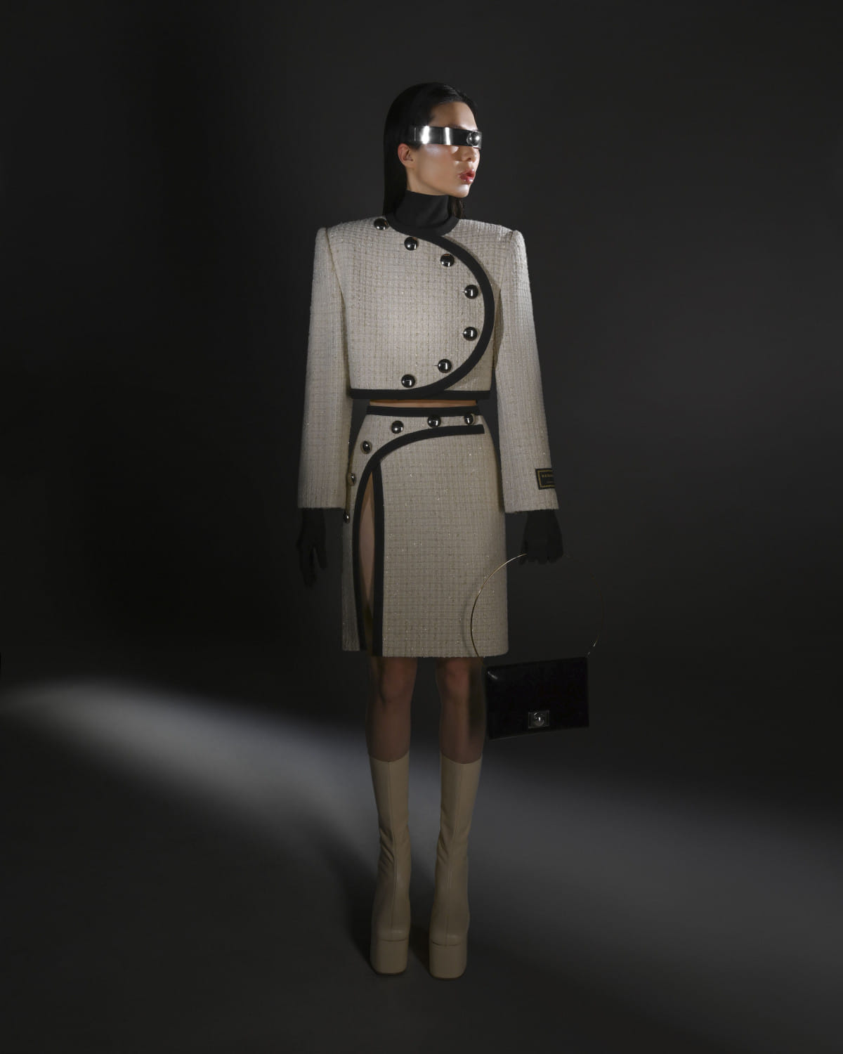 TWEED ASYMMETRIC JACKET made by KEBURIA