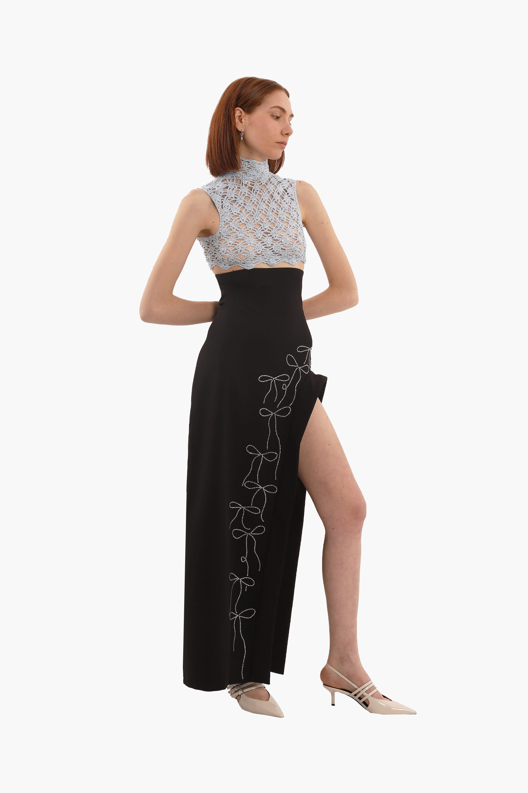 Black crystal bow skirt made by Compte Spain