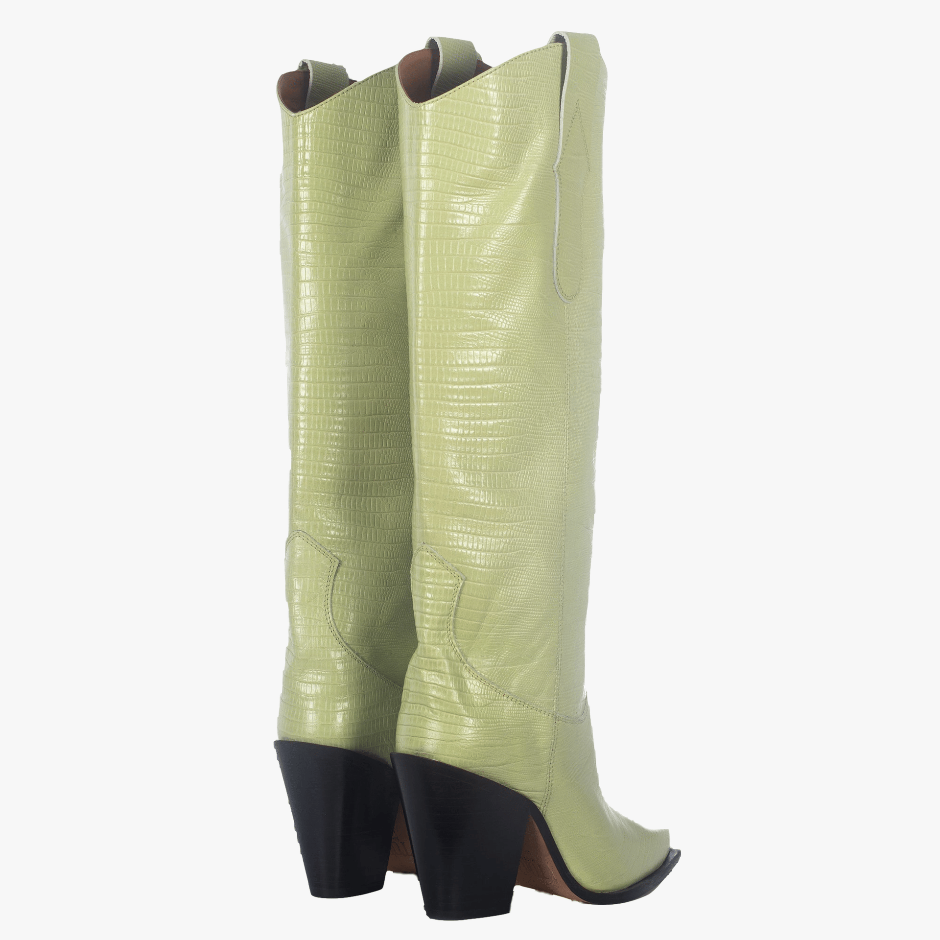 ANA GREEN ANIMAL PRINT TALL BOOTS in Green made by Toral