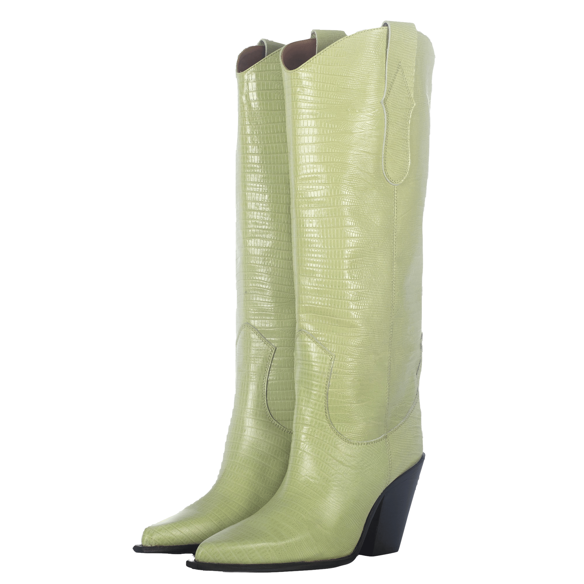 ANA GREEN ANIMAL PRINT TALL BOOTS in Green made by Toral