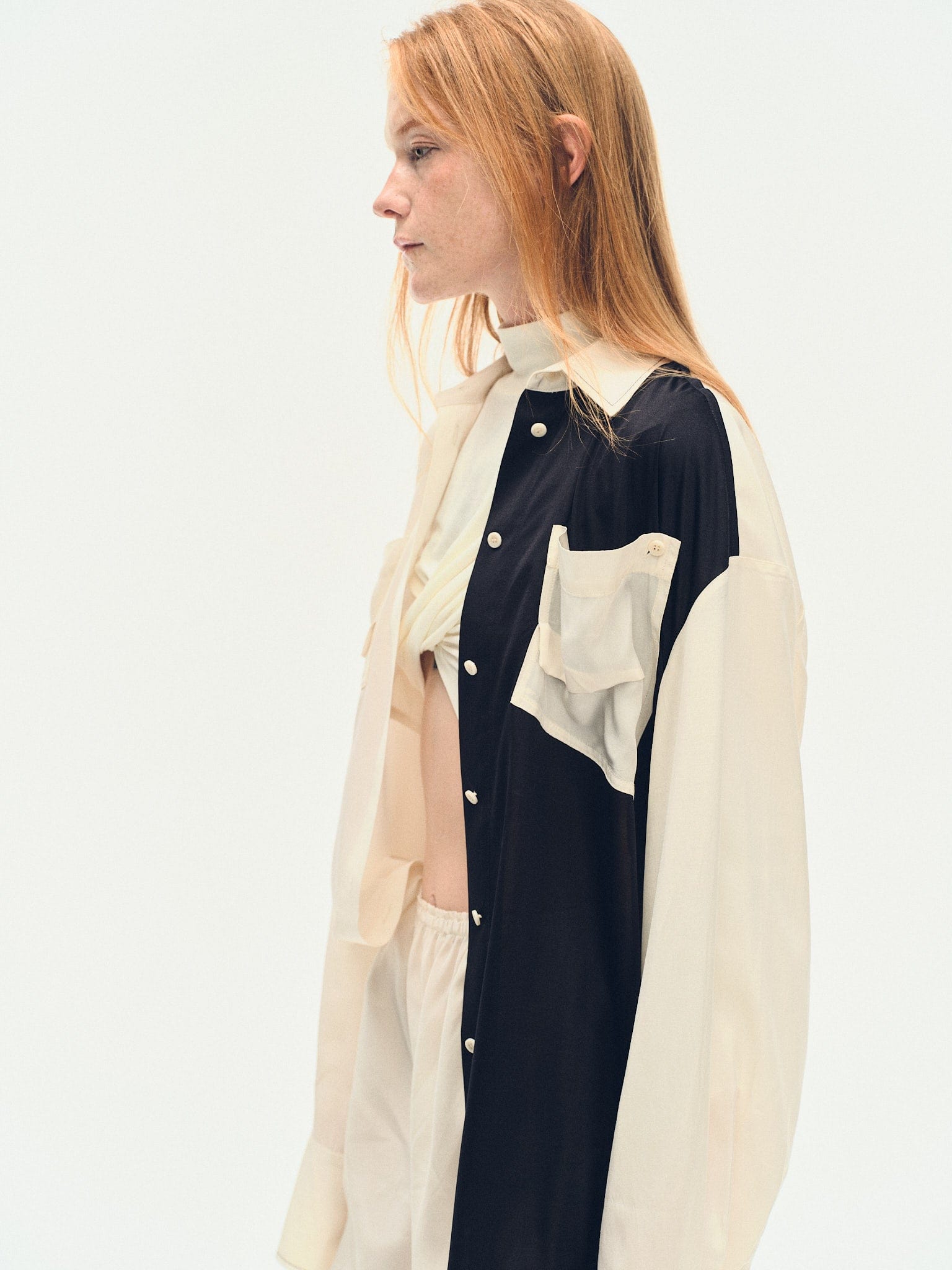TWO-TONE OVERSIZED UTILITY SHIRT made by YIBRI