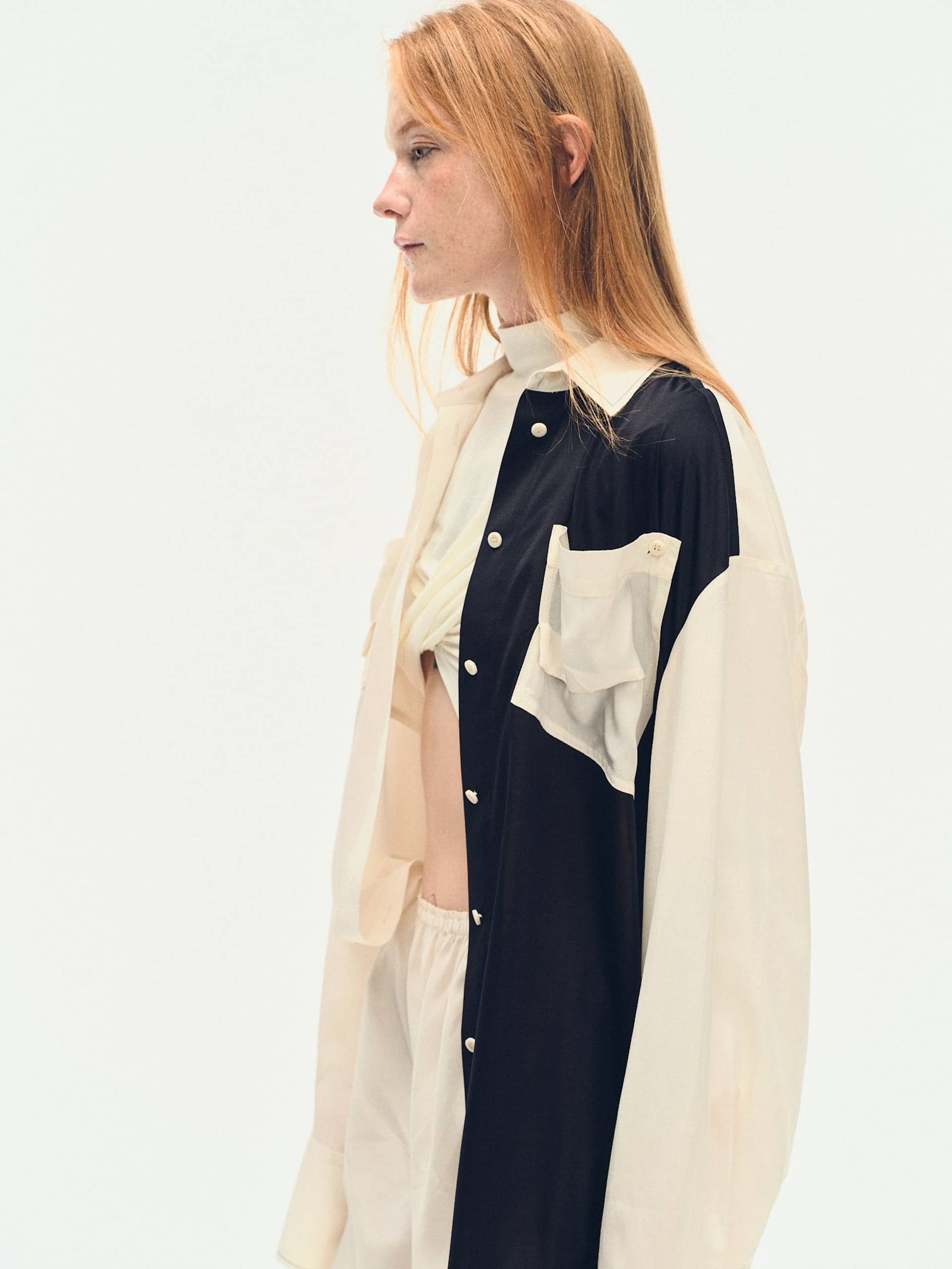 TWO-TONE OVERSIZED UTILITY SHIRT made by YIBRI