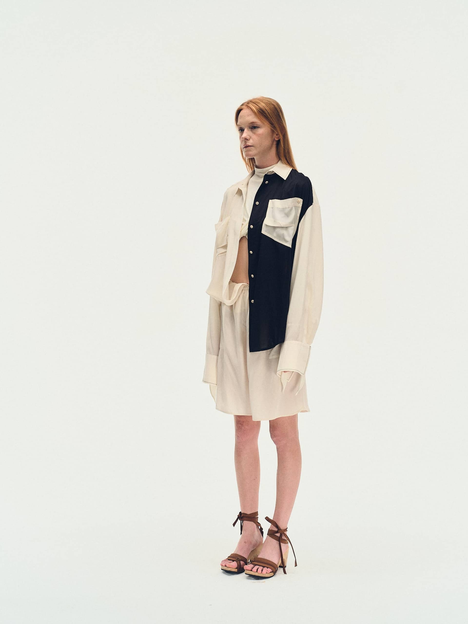 TWO-TONE OVERSIZED UTILITY SHIRT made by YIBRI