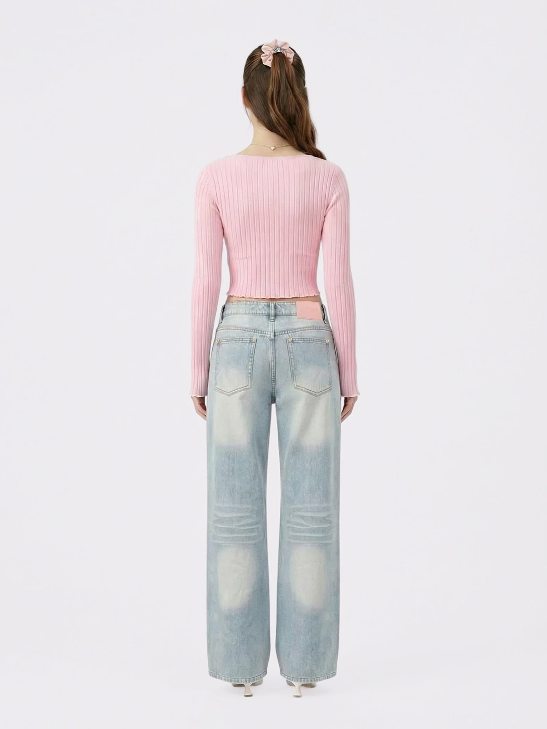 Ava Low-Rise Light Blue Straight Leg Jeans made by Nana Jacqueline