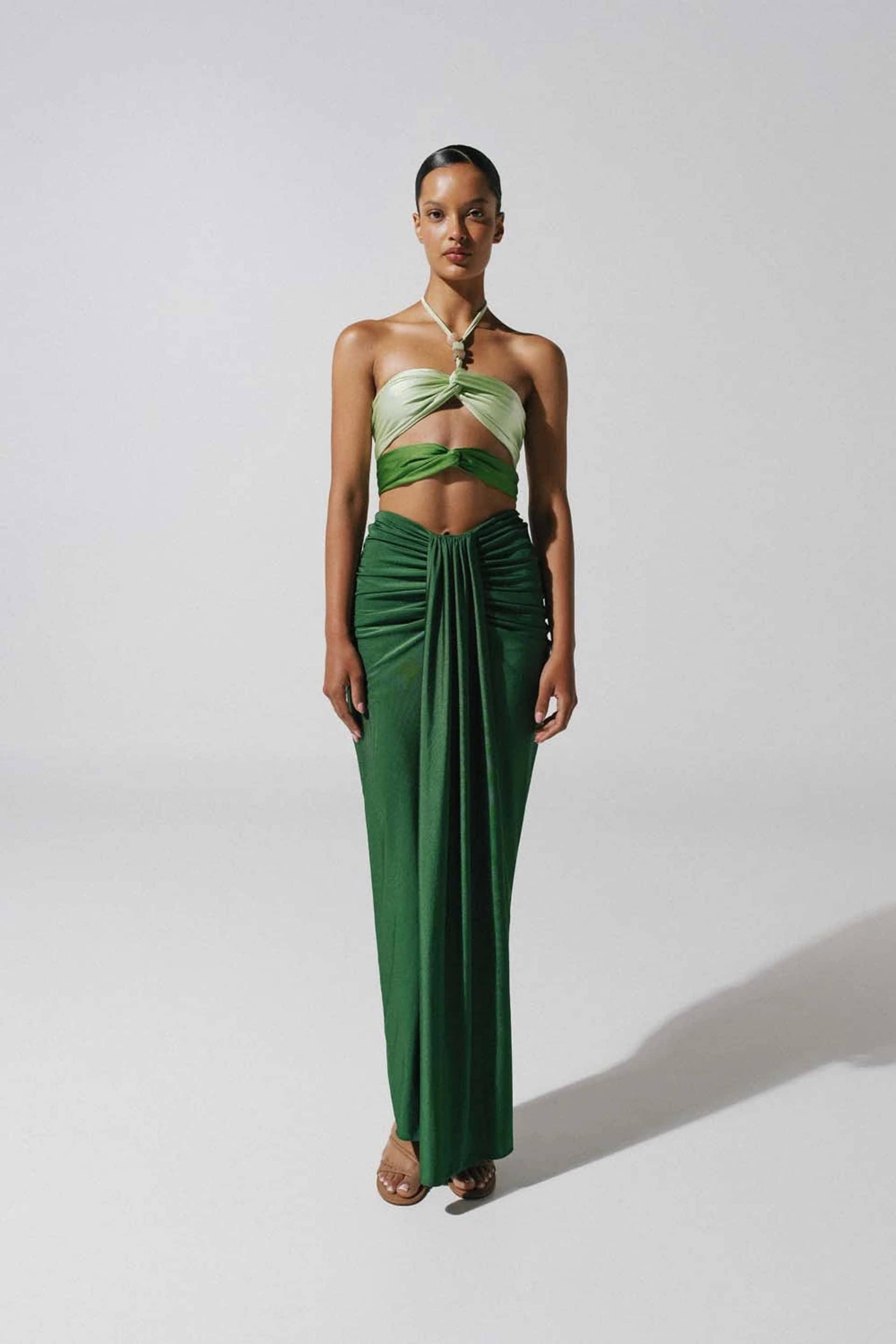 BAOBAB | Dawn Maxi Dress | Women's Flowing Green Halter Gown with Romantic Cut & Embellished Accents | Summer Elegance | Seezona BAOBAB | Dawn Maxi Dress | Women's Flowing Green Halter Gown with Romantic Cut & Embellished Accents | Summer Elegance | Seezona
