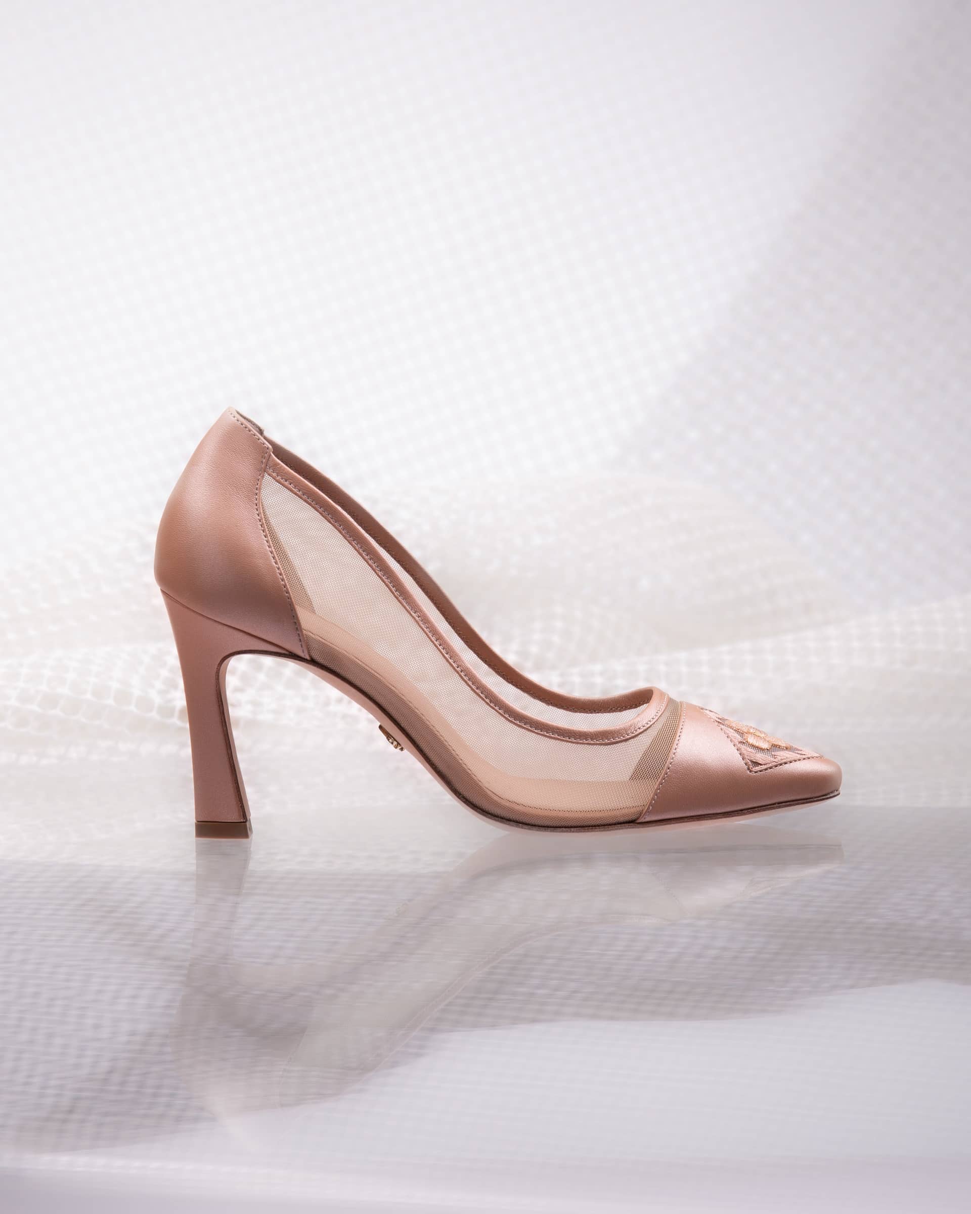 Fiorellini Pump Mesh 85 Tan in Beige made by ATANA