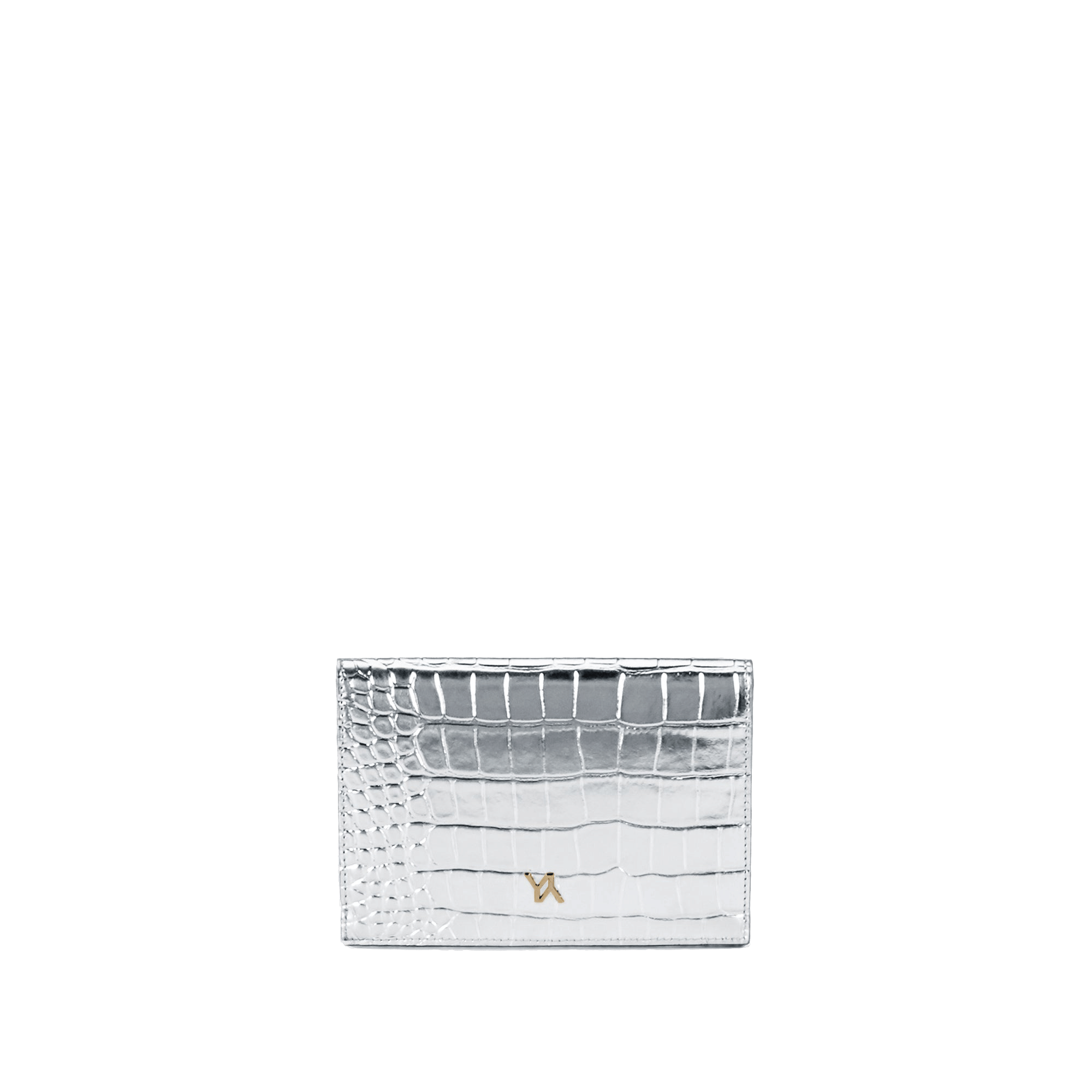 Pouch embossed croc silver made by Yliana Yepez