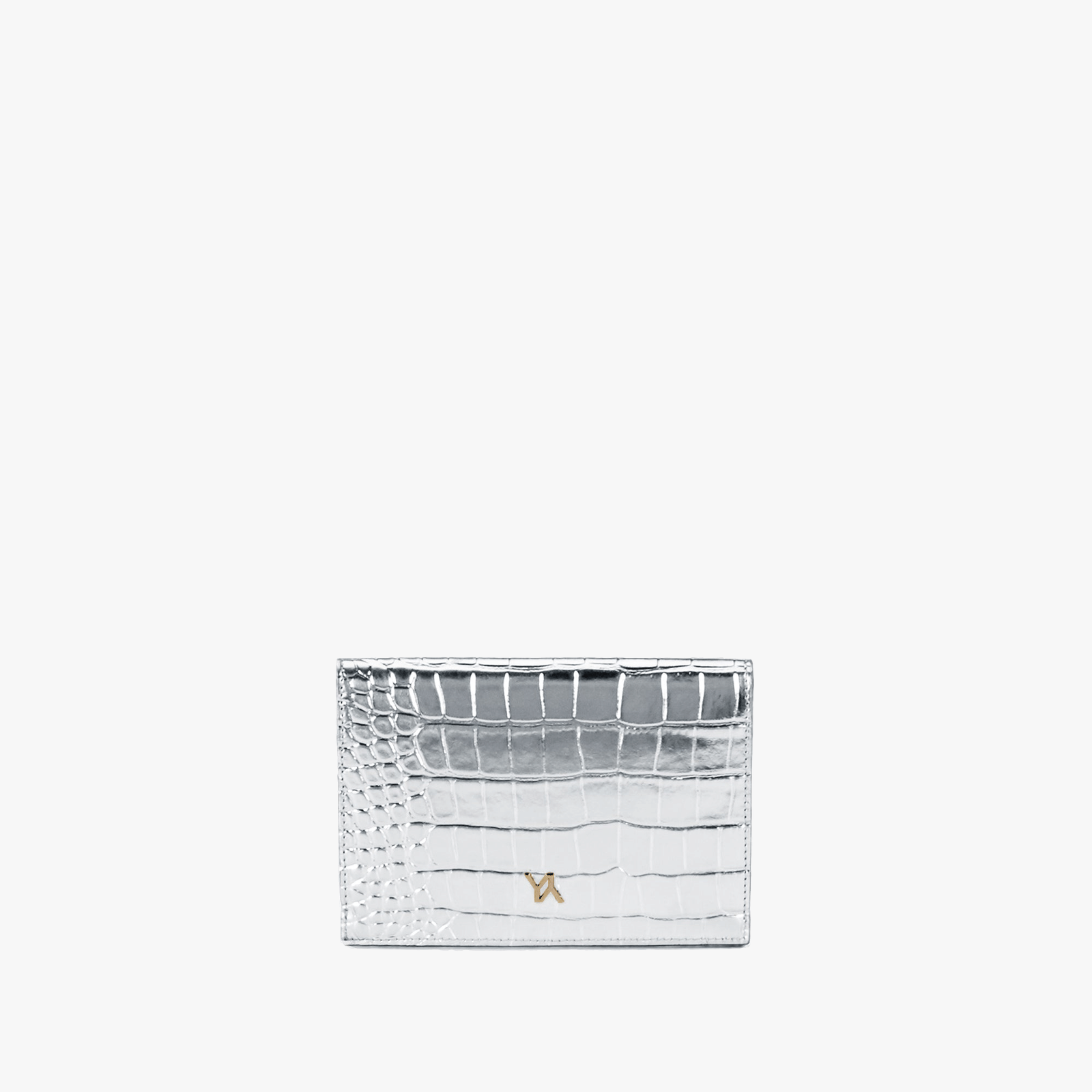 Pouch embossed croc silver made by Yliana Yepez